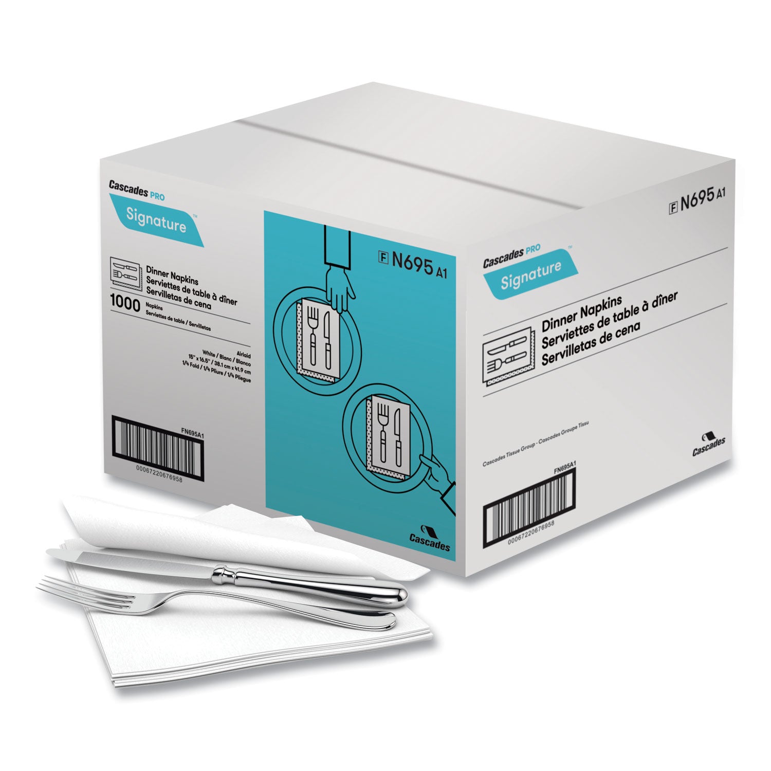 Cascades PRO Signature Airlaid Dinner Napkins/guest Hand Towels, 1-Ply, 15 X 16.5, 1,000/carton