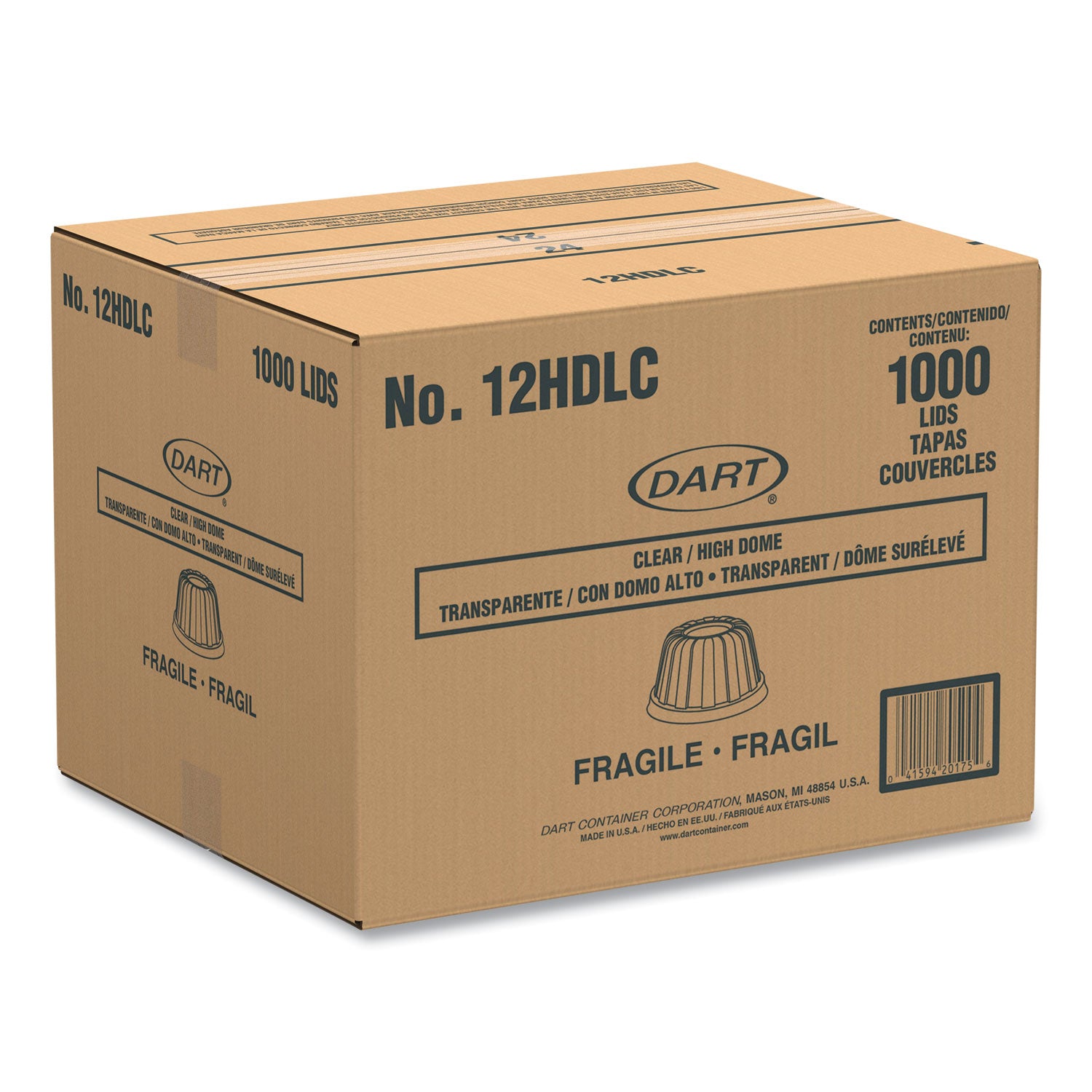 Dart® D-T Sundae/Cold Cup Lids, Fits 6 oz/8 oz/12 oz Cold Cups, Plastic, Clear, 50/Pack, 20 Packs/Carton