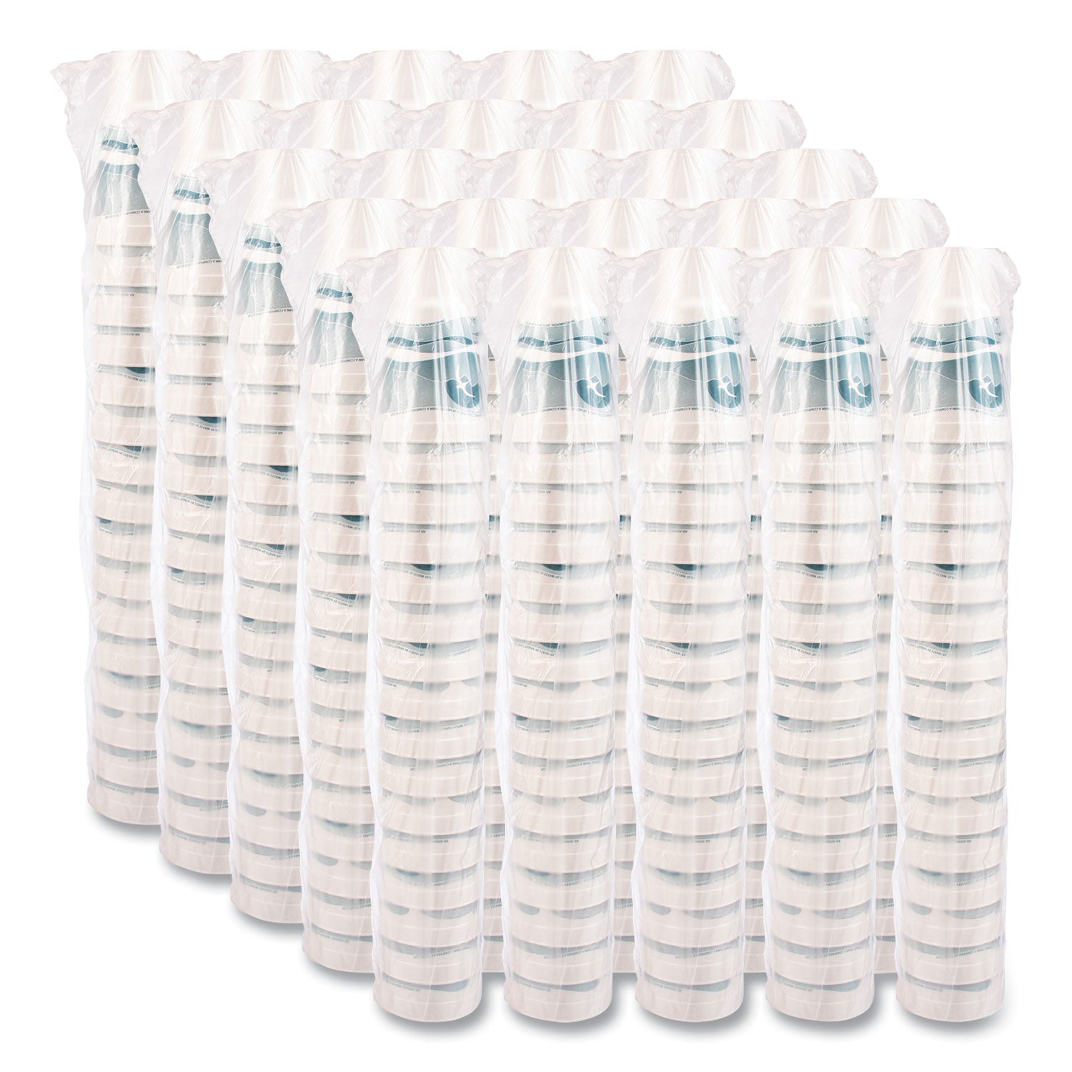 Dart® Horizon Hot/Cold Foam Drinking Cups, 32 oz, White/Teal, 16/Bag, 25 Bags/Carton