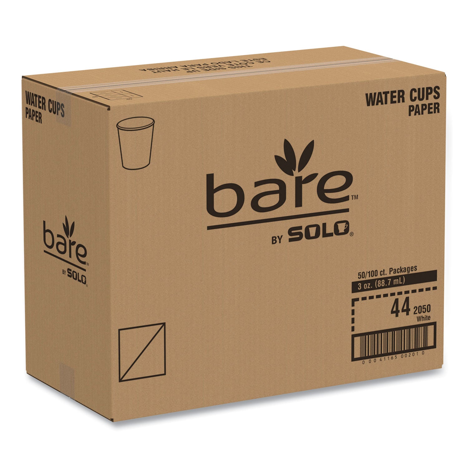 SOLO® Paper Water Cups, 3 oz, White, 100/Bag, 50 Bags/Carton