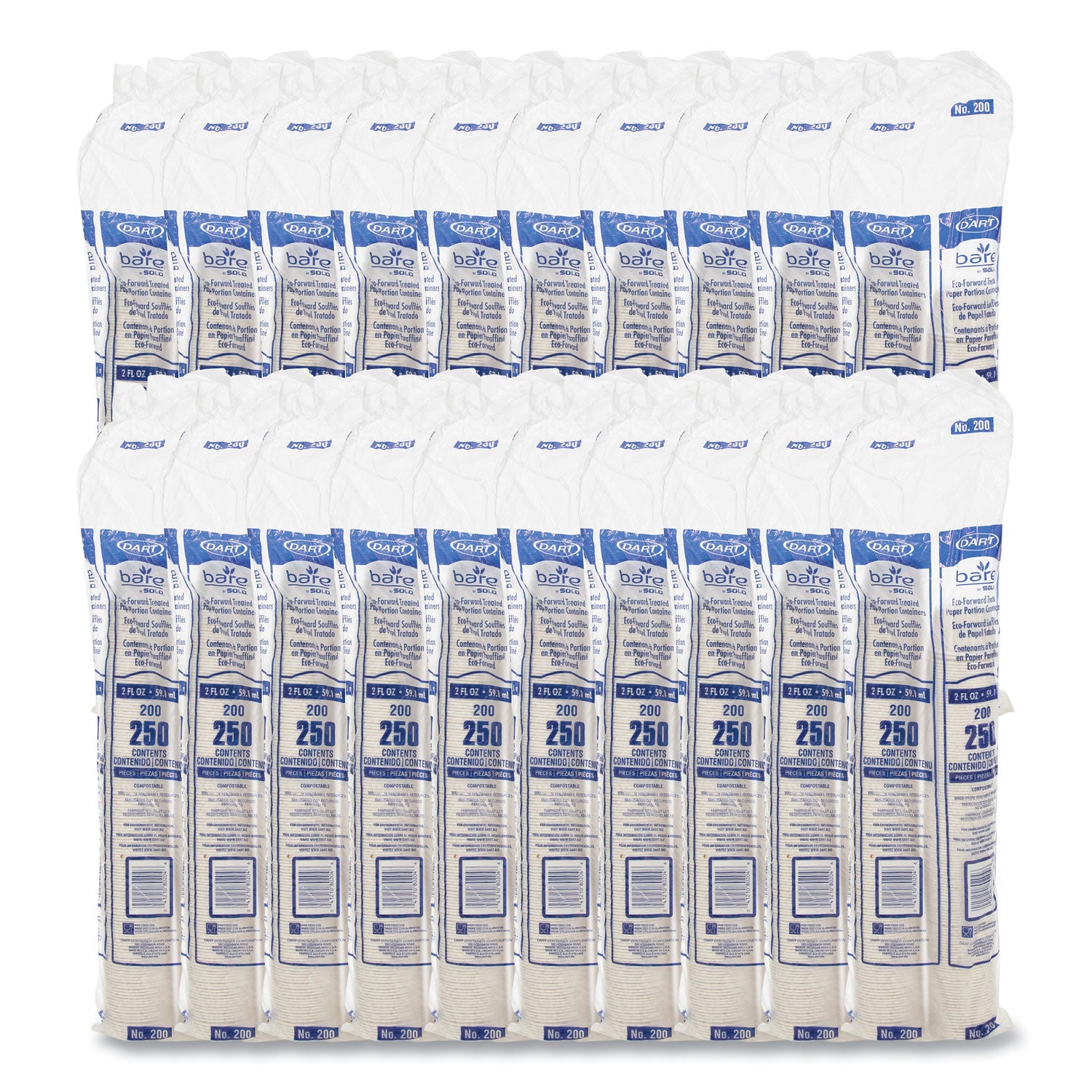 SOLO® Paper Portion Cups, 2 oz, White, 250/Bag, 20 Bags/Carton