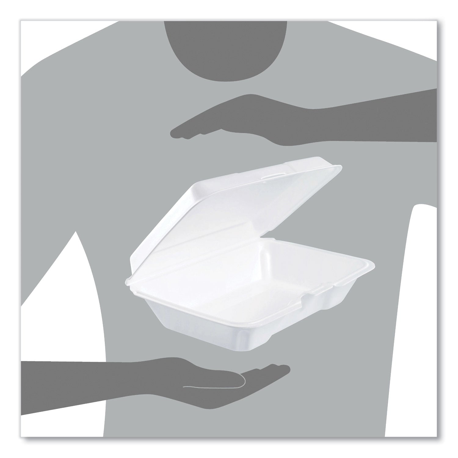 Dart® Foam Hinged Lid Containers, 6.4 X 9.3 X 2.6, White, 200/carton