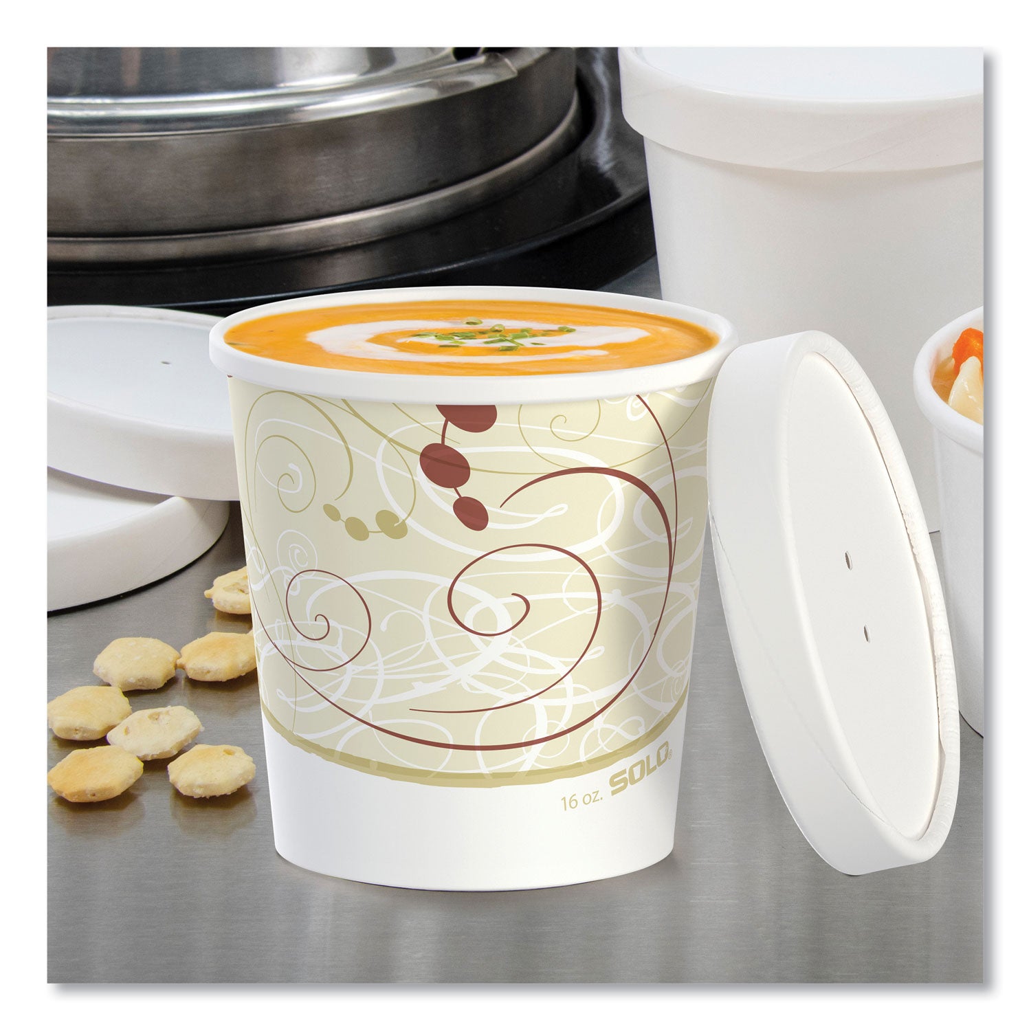 SOLO® Flexstyle Double Poly Food Combo Packs, 16 oz, Symphony, Paper, 25 Combos/Sleeve, 10 Sleeves/Carton