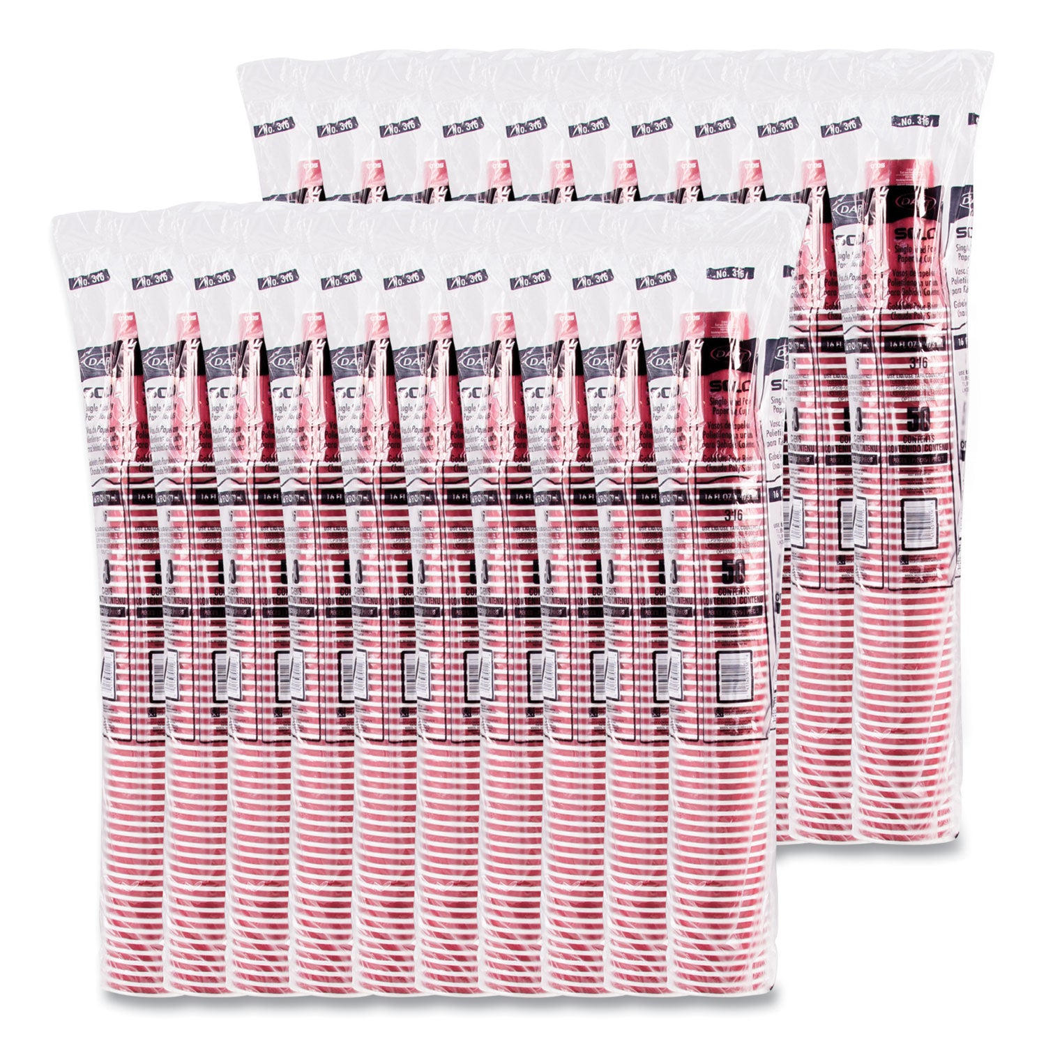 SOLO® Paper Hot Drink Cups in Bistro Design, 16 oz, Maroon, 50/Pack