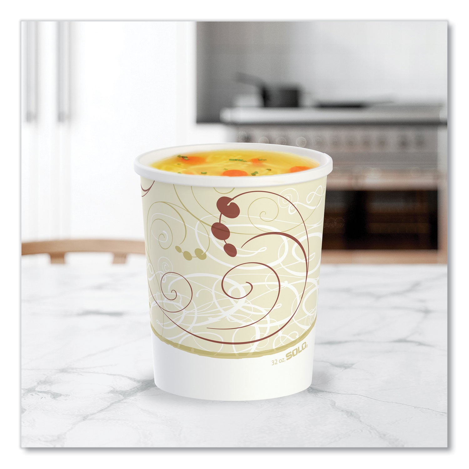 SOLO® Flexstyle Double Poly Paper Containers, 32 oz, Symphony Design, Paper, 25/Pack, 20 Packs/Carton