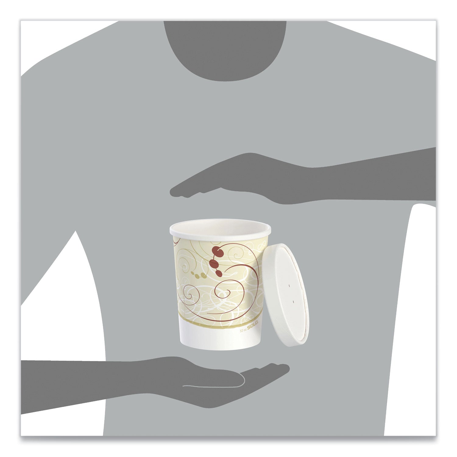 SOLO® Flexstyle Double Poly Food Combo Packs, 32 oz, Symphony, Paper, 25 Cups and 25 Lids/Pack, 10 Packs/Carton