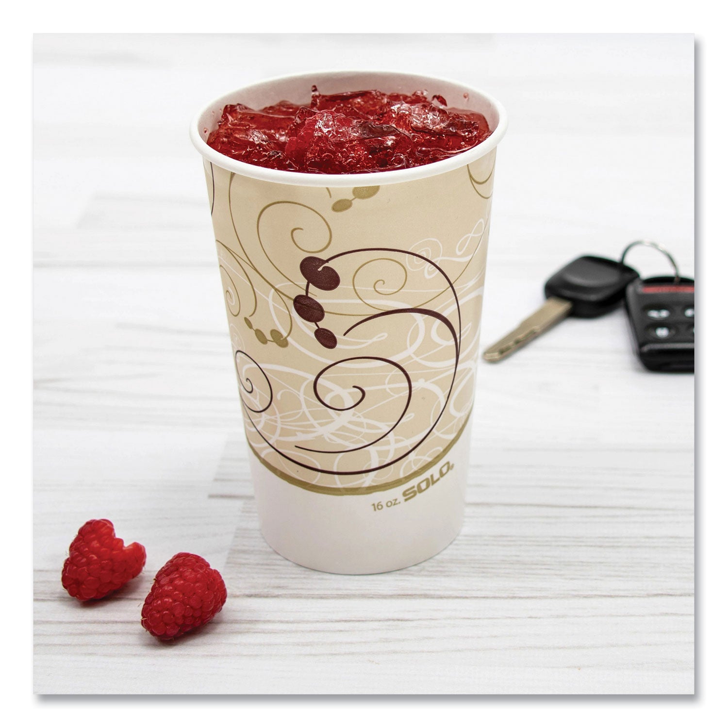 SOLO® Double Sided Poly (DSP) Paper Cold Cups, 16 oz, Beige/White/Red, 50/Sleeve, 20 Sleeves/Carton