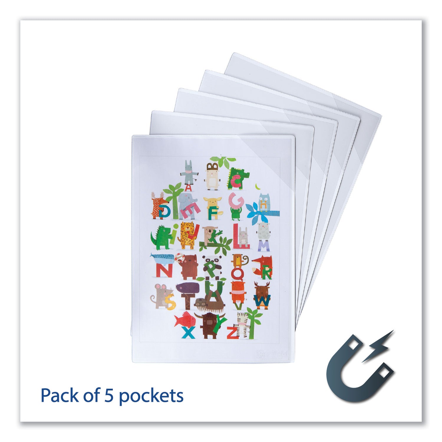 djois® by Tarifold Easy Load Magnetic Pocket with Corner Closure, 14 x 11, Clear Frame, 5/Pack