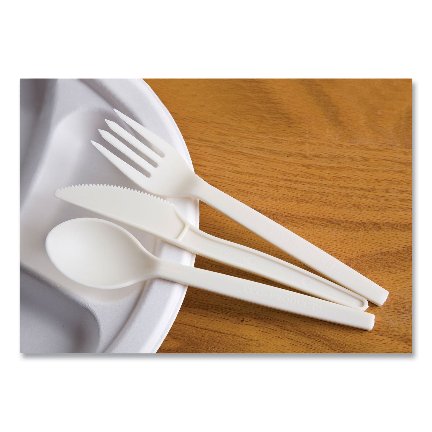 WNA EcoSense Renewable Plant Starch Cutlery, Fork, Plastic, Cream, 50/Pack, 20 Packs/Carton