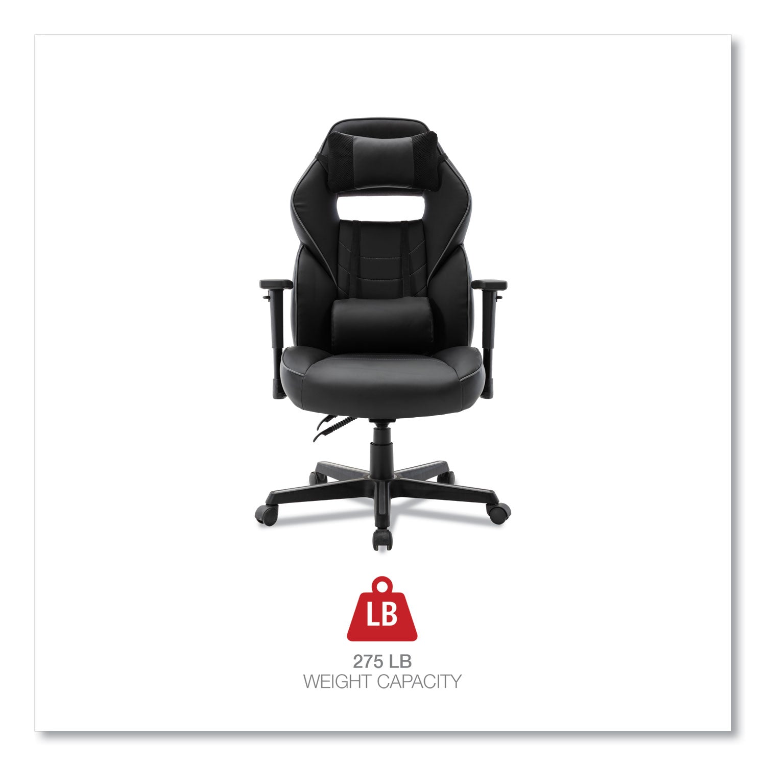 Alera® Racing Style Ergonomic Gaming Chair, Supports 275 Lb, 15.91" To 19.8" Seat Height, Black/gray Trim Seat/back, Black/gray Base