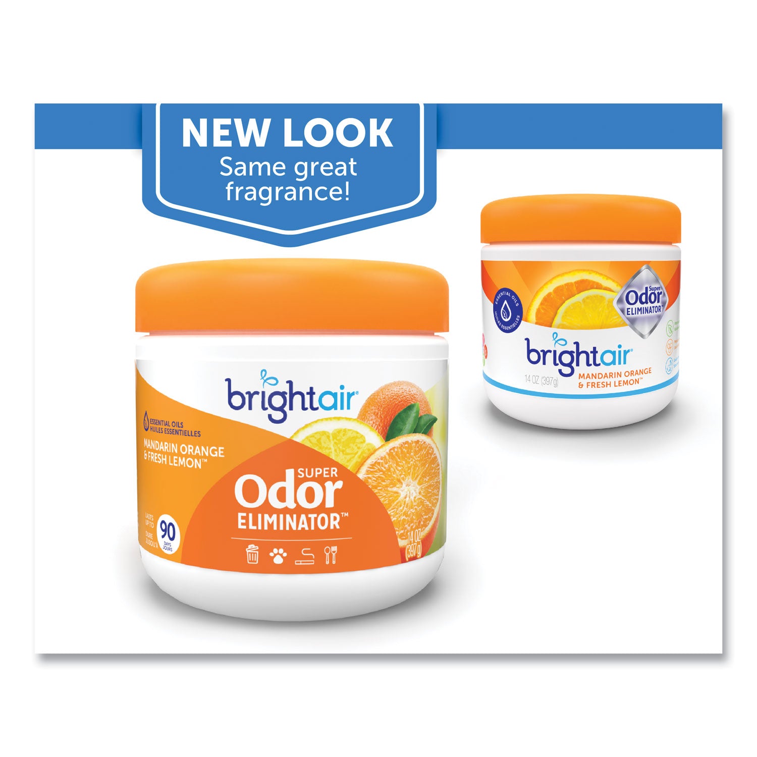 BRIGHT Air® Super Odor Eliminator, Mandarin Orange And Fresh Lemon, 14 Oz Jar, 6/carton