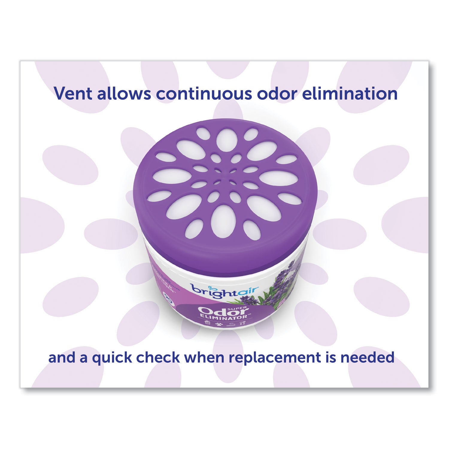 BRIGHT Air® Super Odor Eliminator, Lavender And Fresh Linen, Purple, 14 Oz Jar, 6/carton