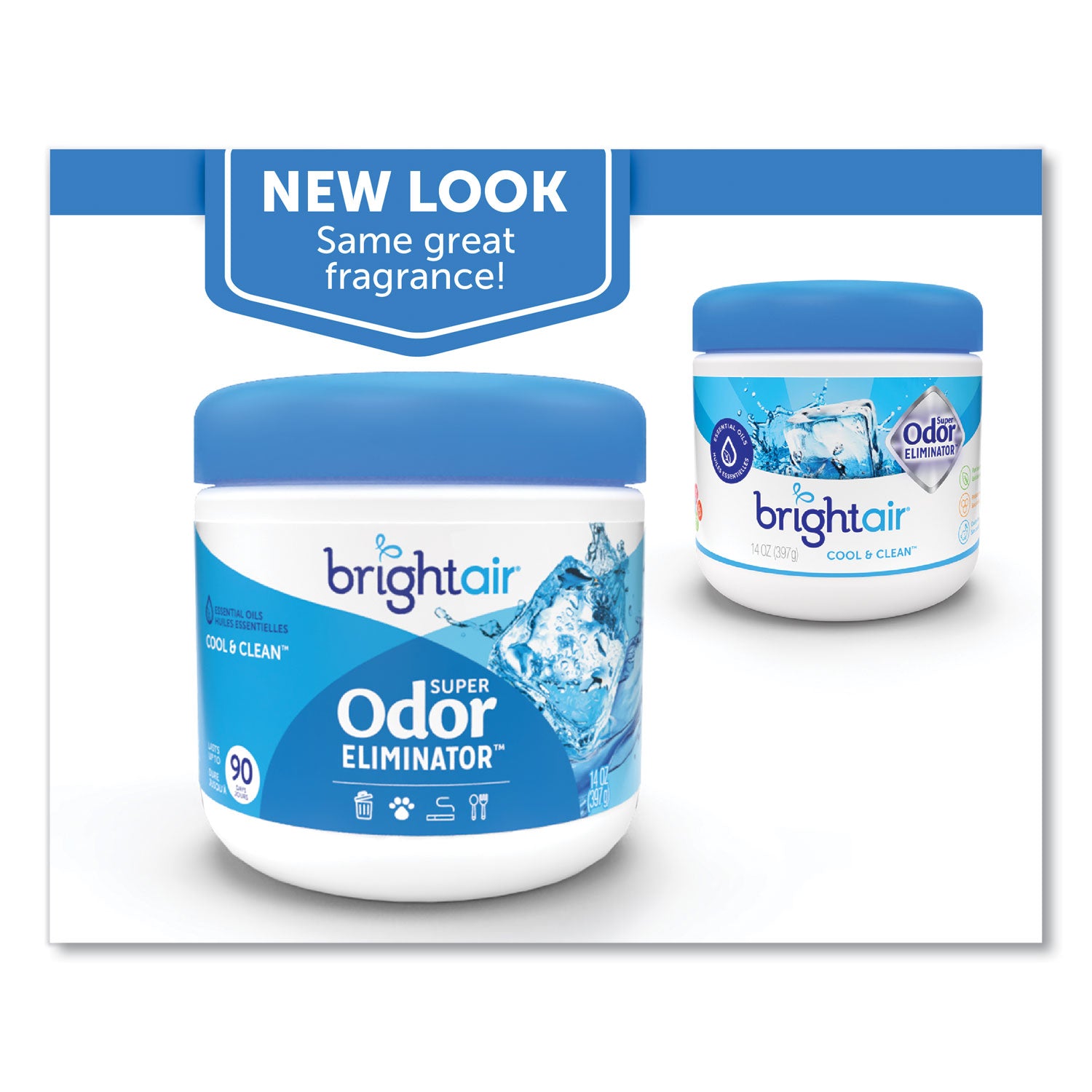 BRIGHT Air® Super Odor Eliminator, Cool And Clean, Blue, 14 Oz Jar