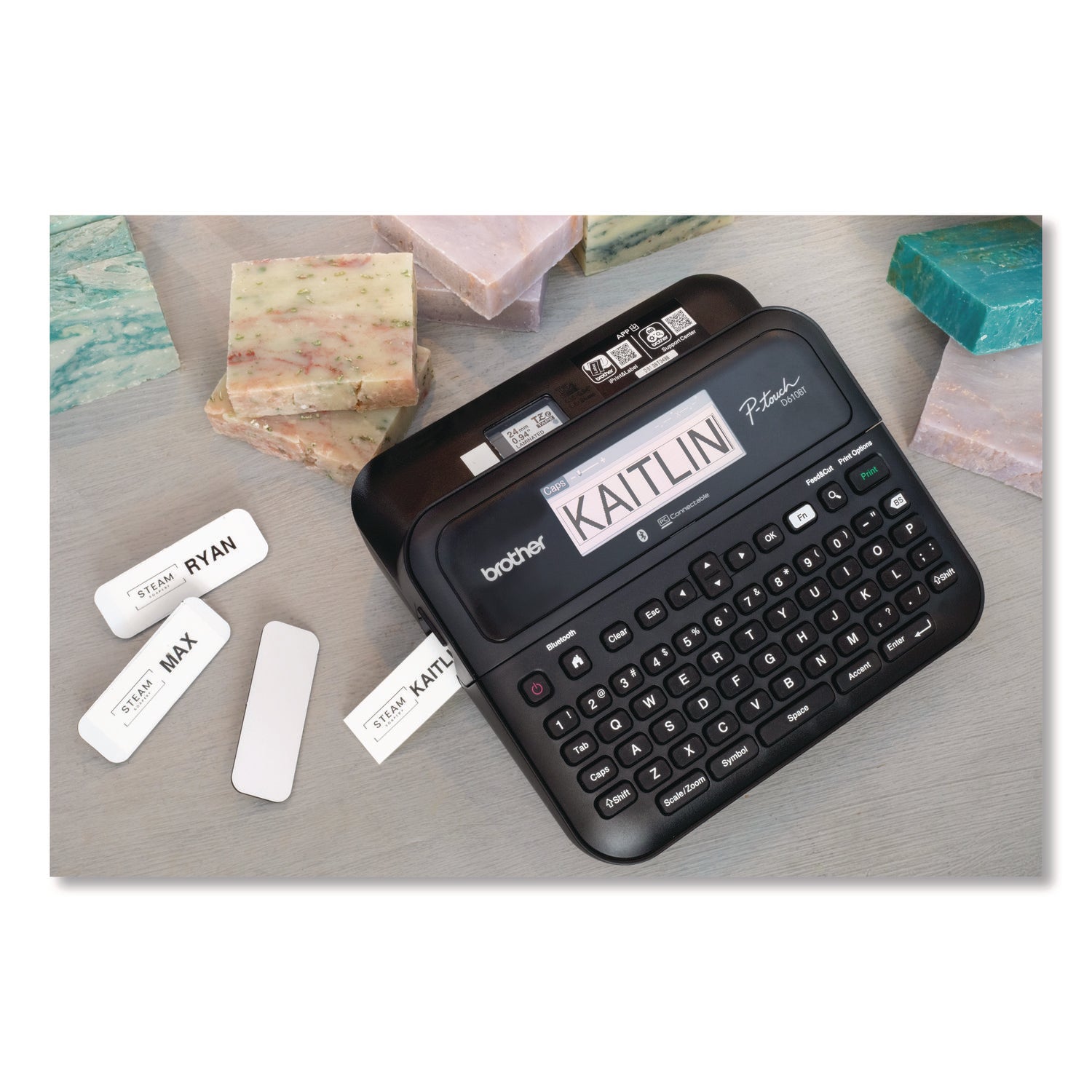 Brother P-Touch® Tc Tape Cartridge For P-Touch Labelers, 0.37" X 25.2 Ft, Black On White