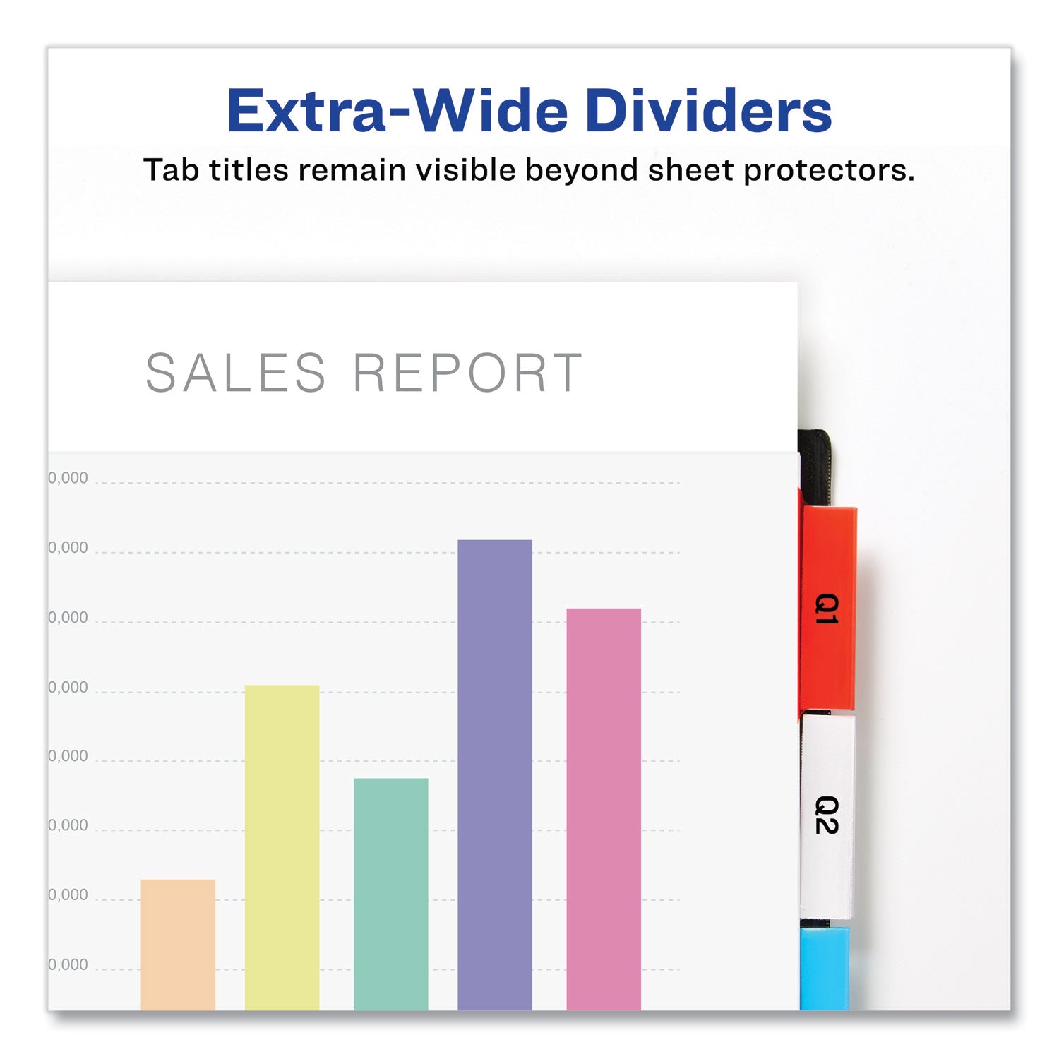 Avery® Insertable Big Tab Dividers, 5-Tab, Single-Sided Copper Edge Reinforcing, 11.13 x 9.25, White, Assorted Tabs, 1 Set