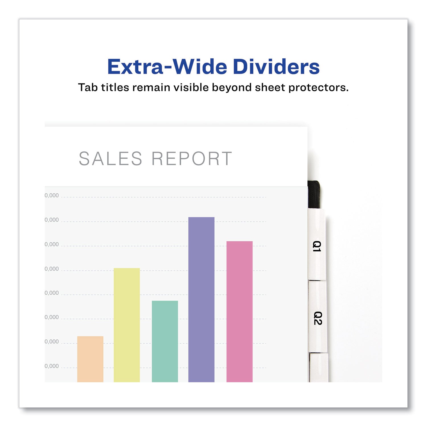 Avery® Insertable Big Tab Dividers, 5-Tab, Single-Sided Copper Edge Reinforcing, 11.13 x 9.25, White, Clear Tabs, 1 Set