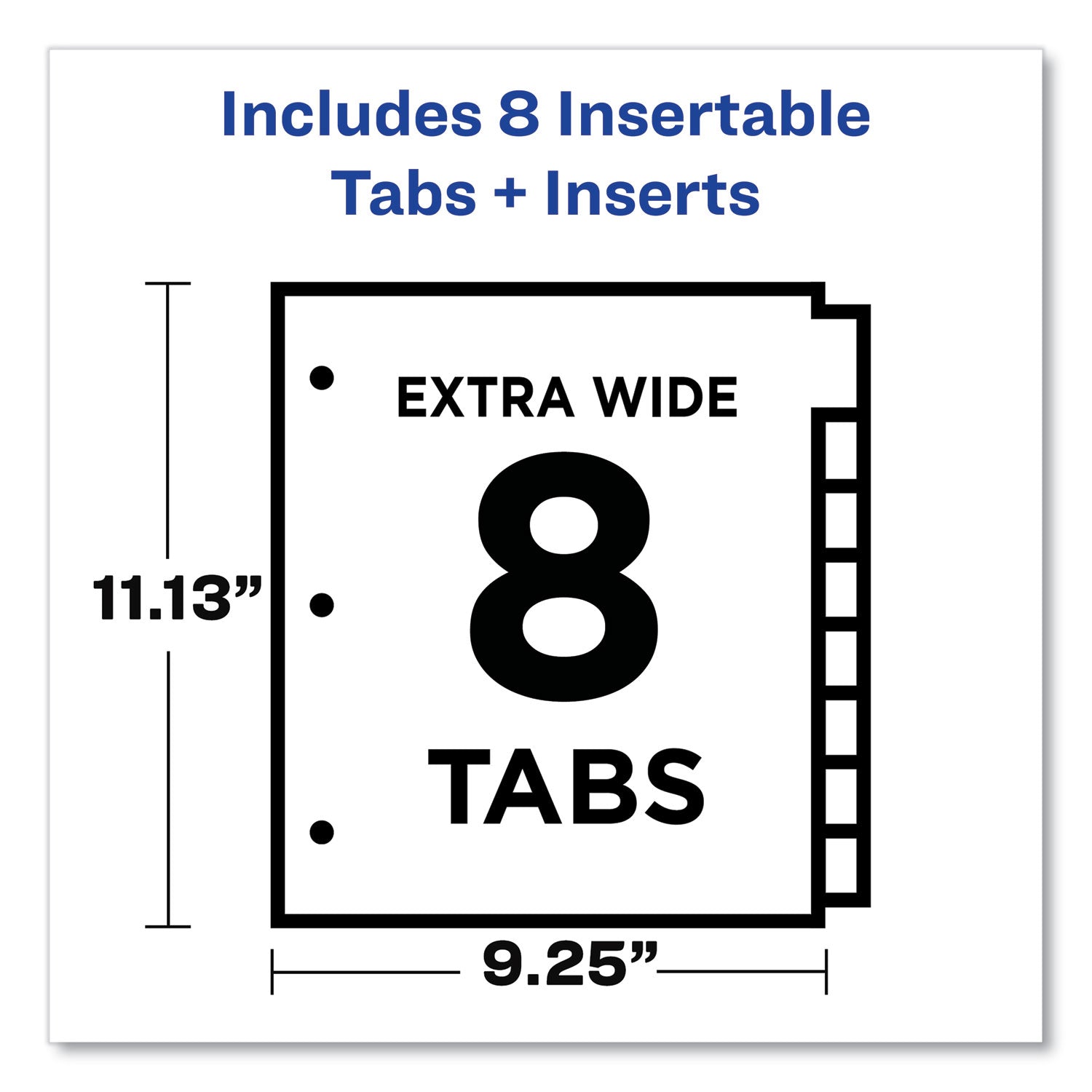 Avery® Insertable Big Tab Dividers, 8-Tab, 11.13 x 9.25, White, Assorted Tabs, 1 Set
