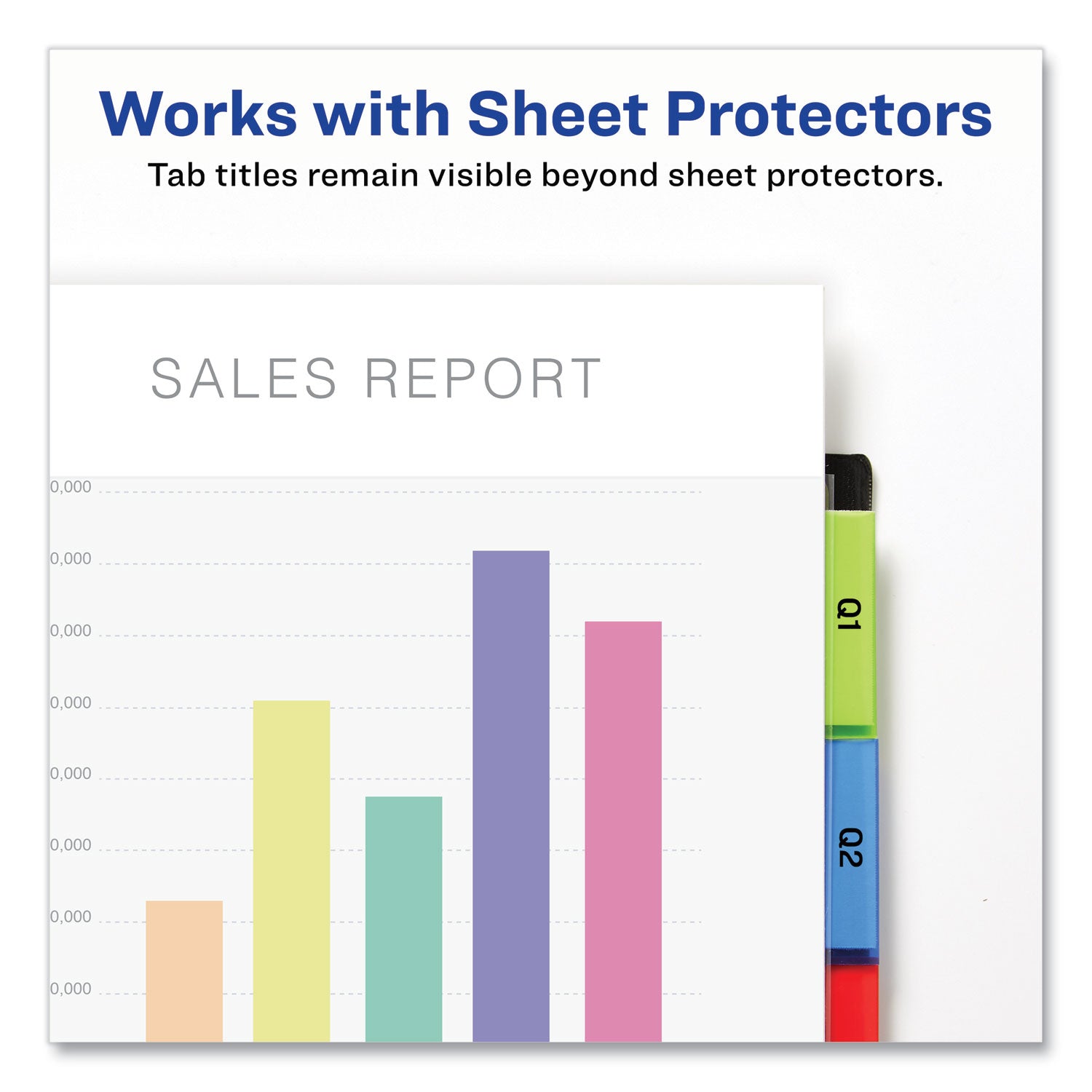 Avery® Insertable Big Tab Plastic Three-Pocket Corner Lock Dividers, 5-Tab, 11.13 X 9.25, Assorted, 1 Set