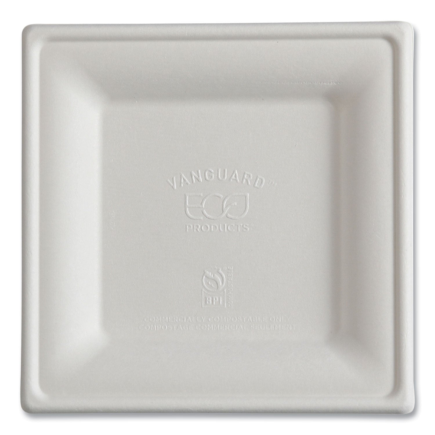 Eco-Products® Vanguard Renewable and Compostable Sugarcane Plates, 6 x 6, White, 500/Carton