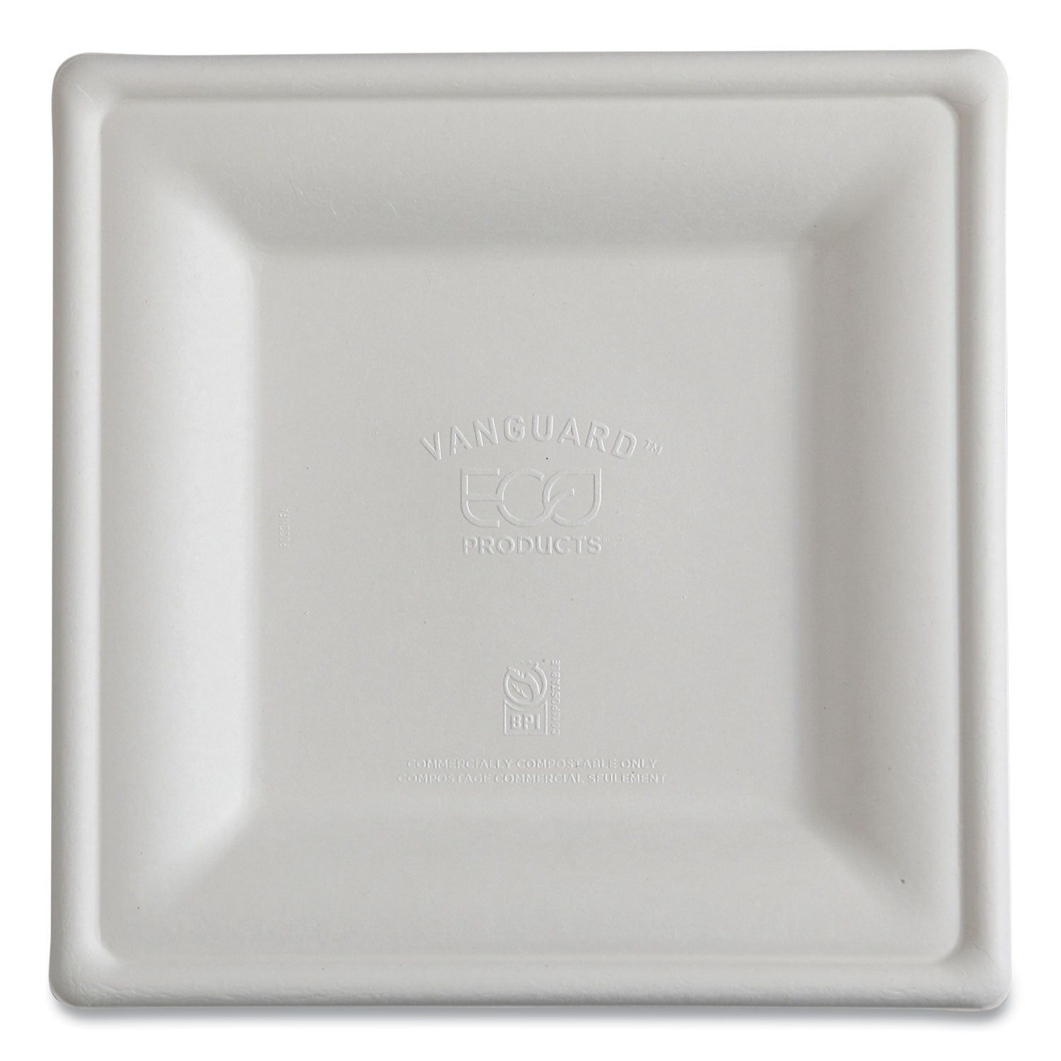 Eco-Products® Vanguard Renewable and Compostable Sugarcane Plates, 10 x 10, White, 250/Carton
