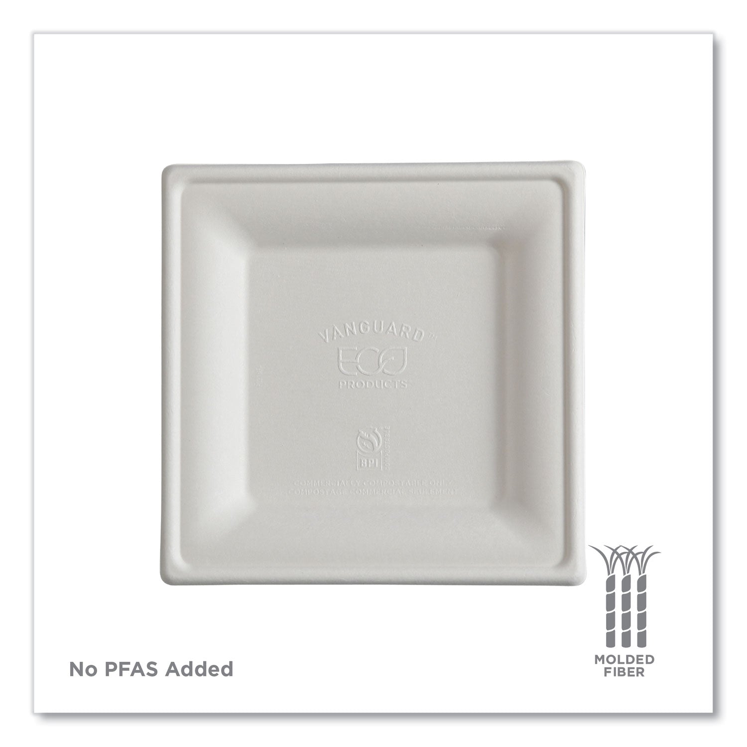 Eco-Products® Vanguard Renewable and Compostable Sugarcane Plates, 6 x 6, White, 500/Carton
