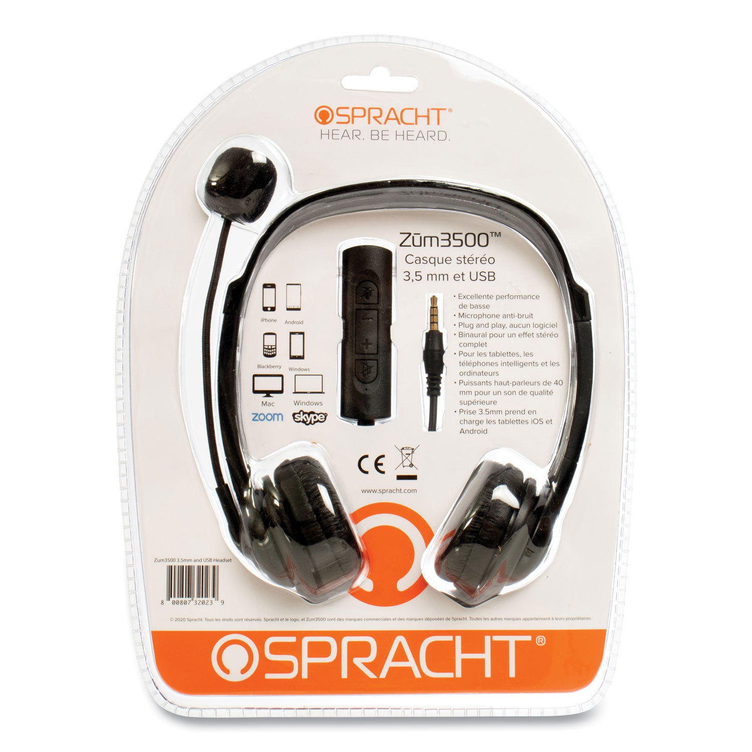 Spracht ZuM3500 Binaural Over The Head USB Headset, Black