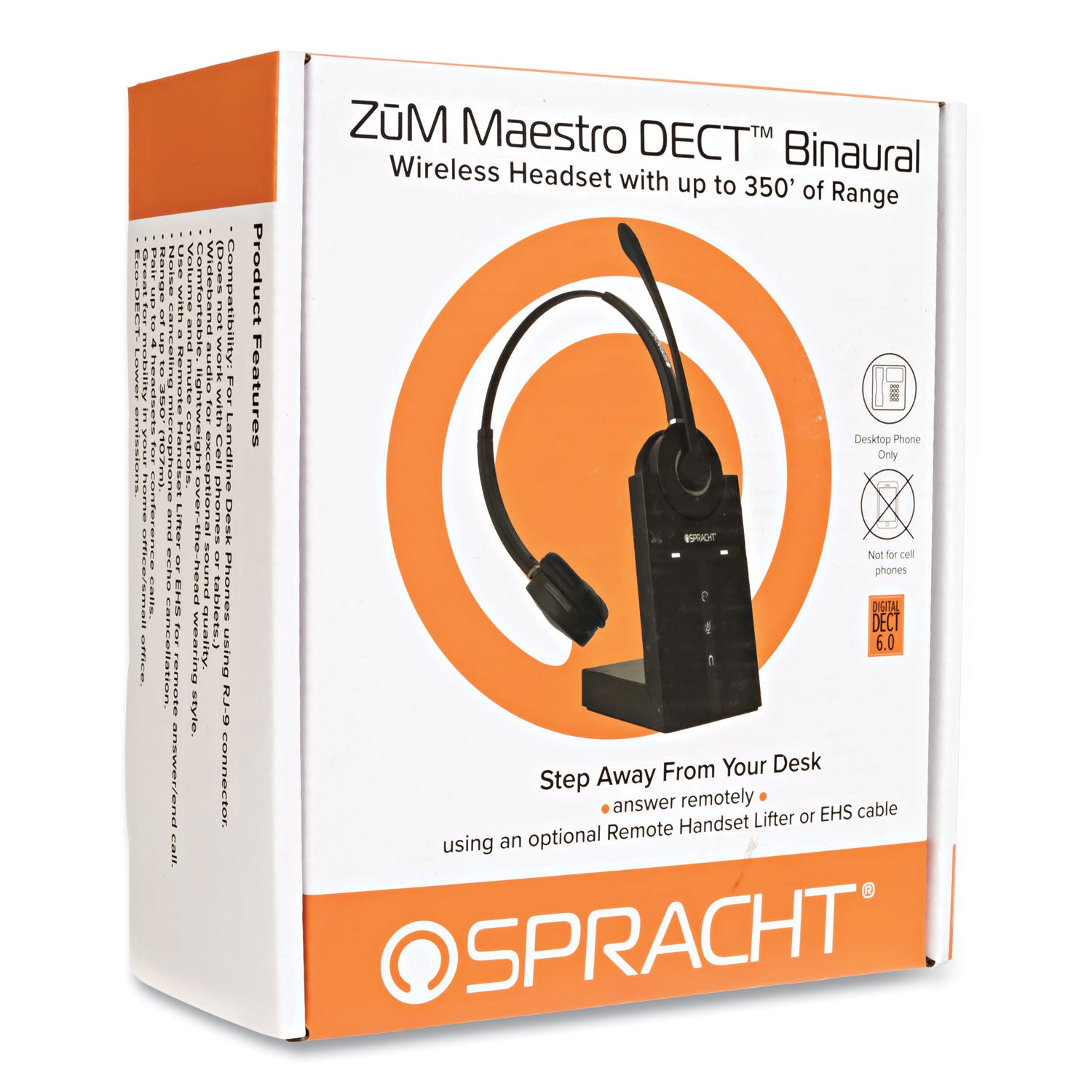 Spracht ZuM Maestro DECT Binaural Over The Head Headset, Black