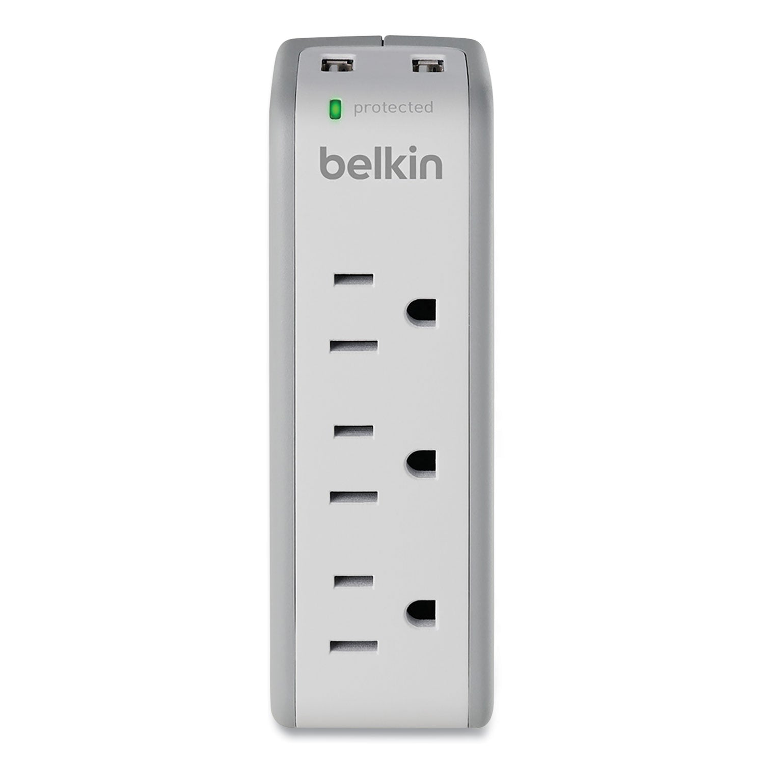 Belkin® SurgePlus USB Swivel Charger, 3 AC Outlets/2 USB Ports, 918 J, White