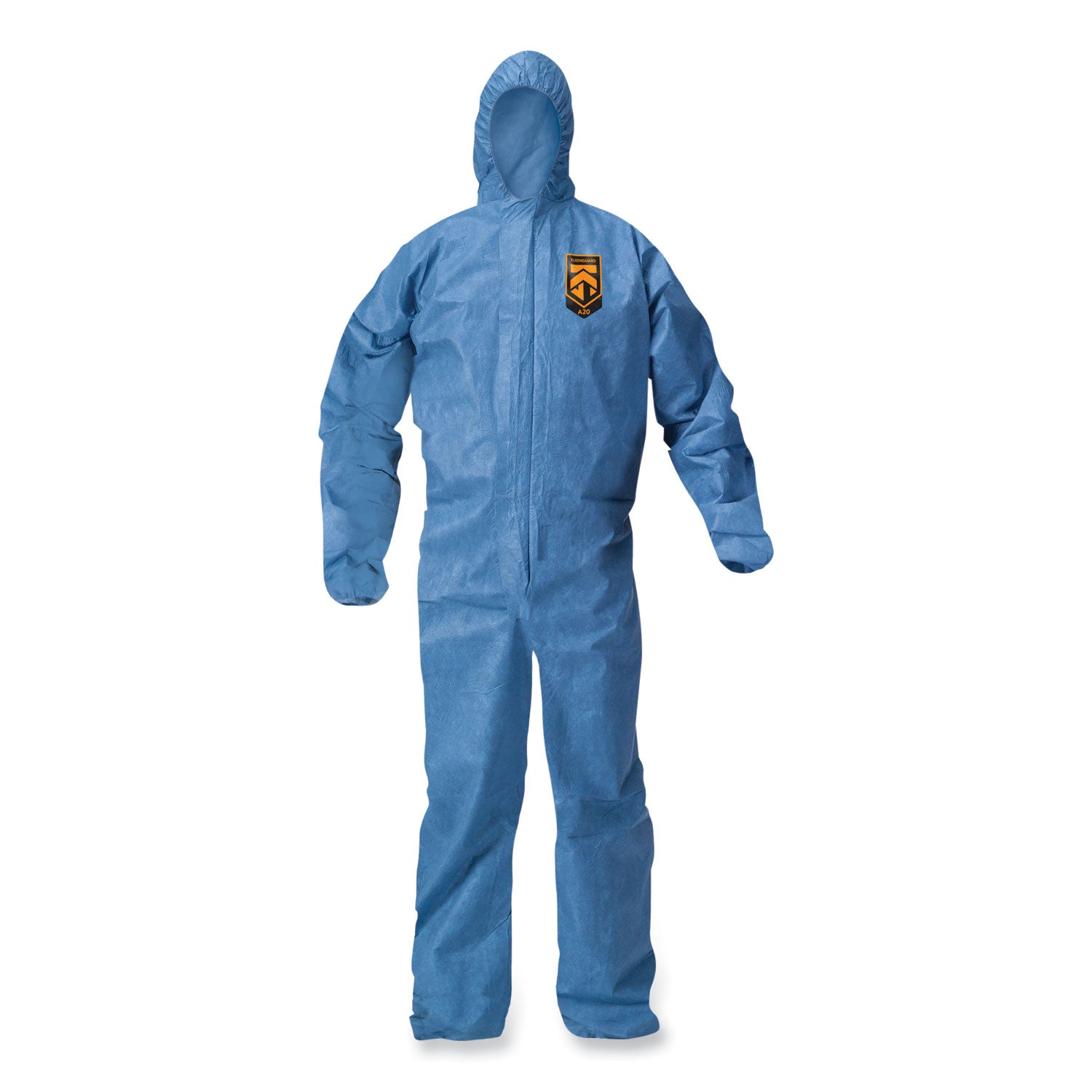KleenGuard™ A20 Breathable Particle Protection Coveralls, Zip Front, Hood, Elastic Back, Wrists, Ankles, 4X-Large, Blue, 20/Carton