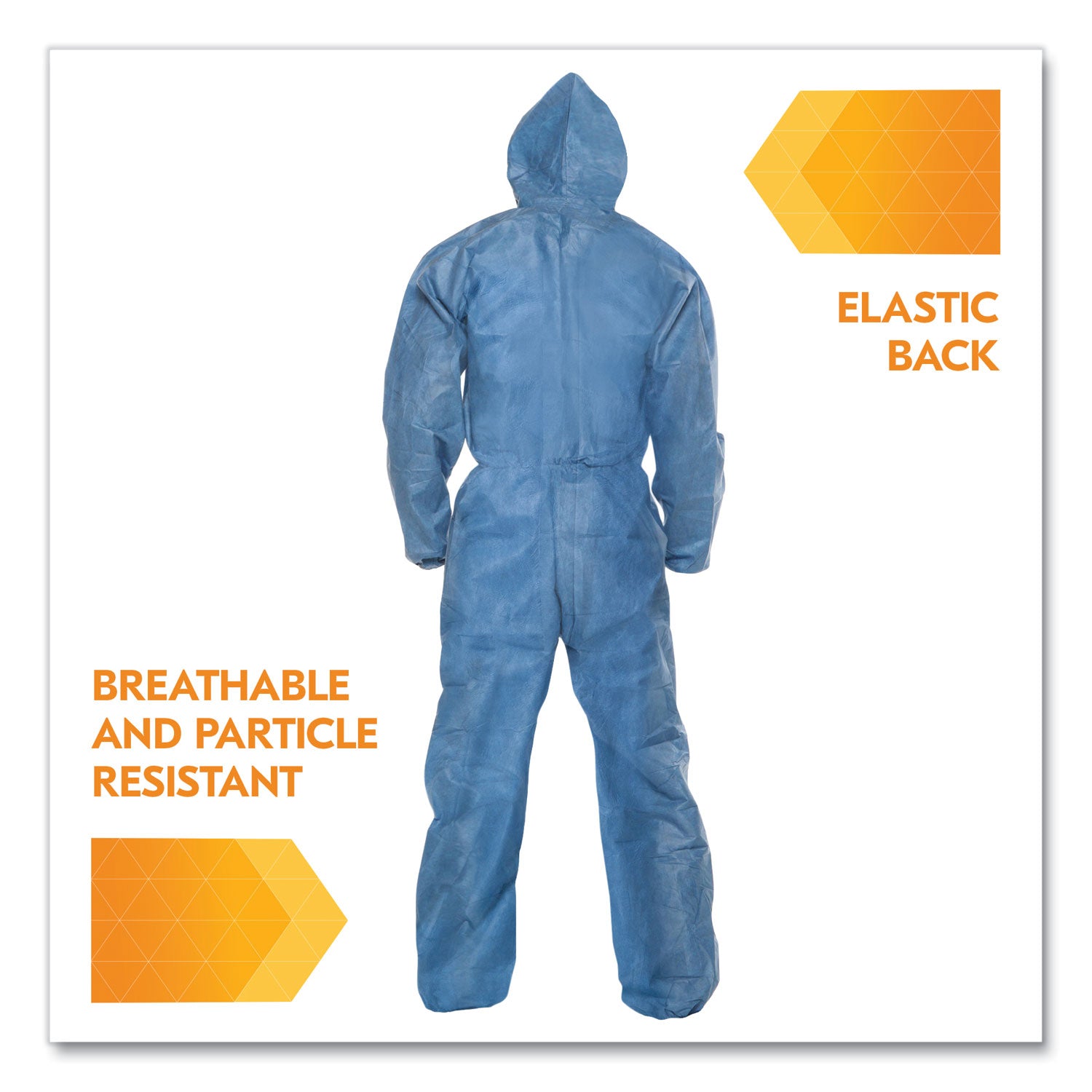 KleenGuard™ A20 Breathable Particle Protection Coveralls, Zip Front, Hood, Elastic Back, Wrists, Ankles, 4X-Large, Blue, 20/Carton