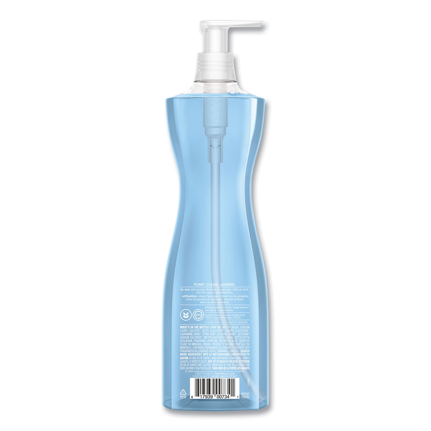 Method® Dish Soap Pump, Hour-Glass Bottle Shape, Sea Minerals Scent, 18 oz Pump Bottle