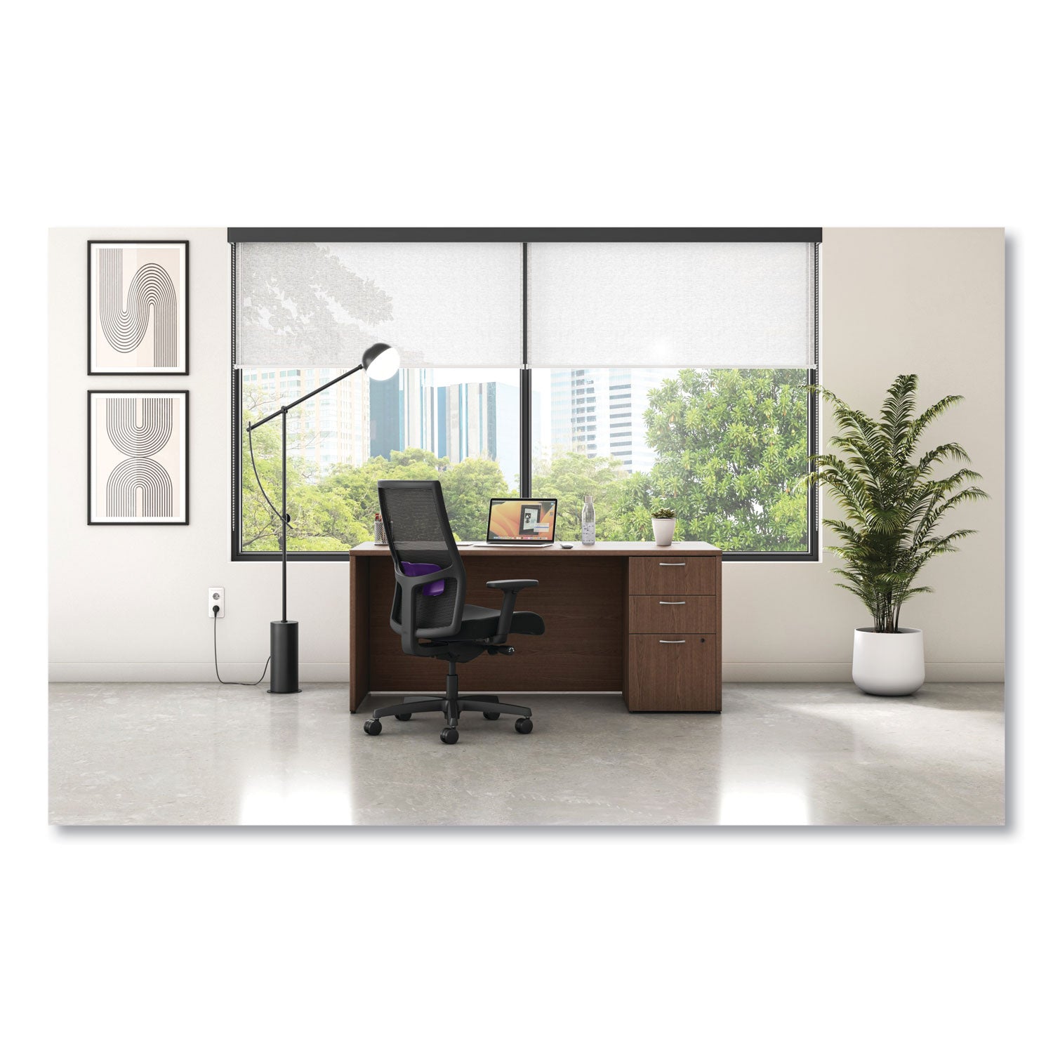 HON® Ignition 2.0 4-Way Stretch Mid-Back Mesh Task Chair, Supports Up to 300 lb, 17" to 21" Seat Height, Black