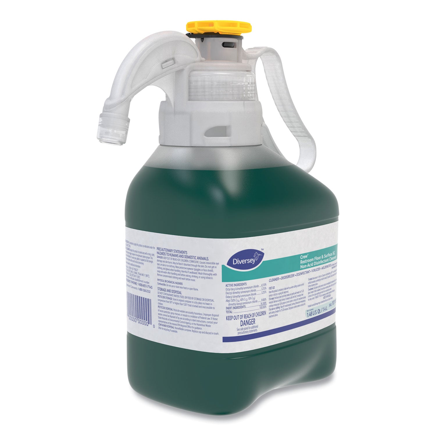 Diversey™ Crew Restroom Floor And Surface Sc Non-Acid Disinfectant Cleaner, Fresh, 1.4 L Bottle, 2/carton