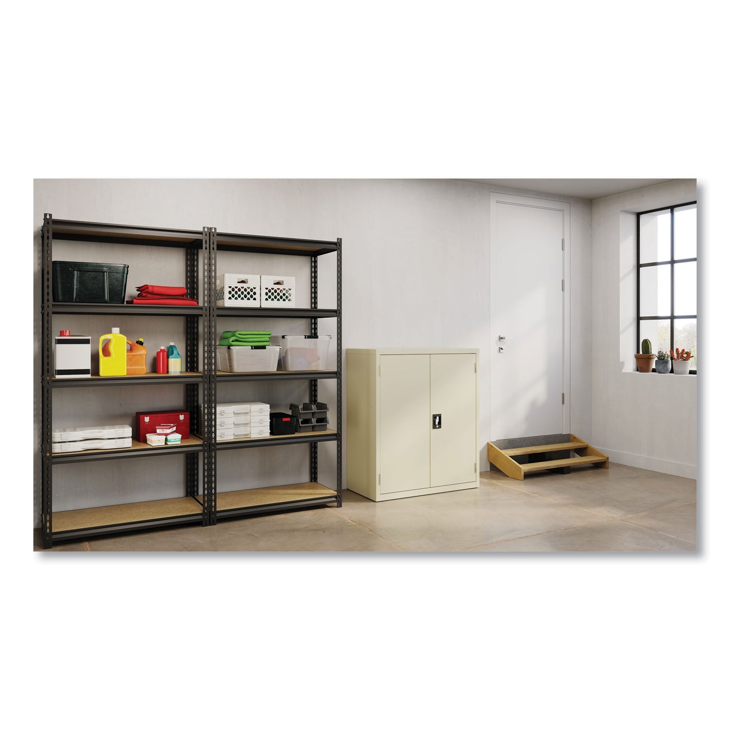 Alera® Economy Assembled Storage Cabinets, 3 Shelves, 36" x 18" x 42", Putty