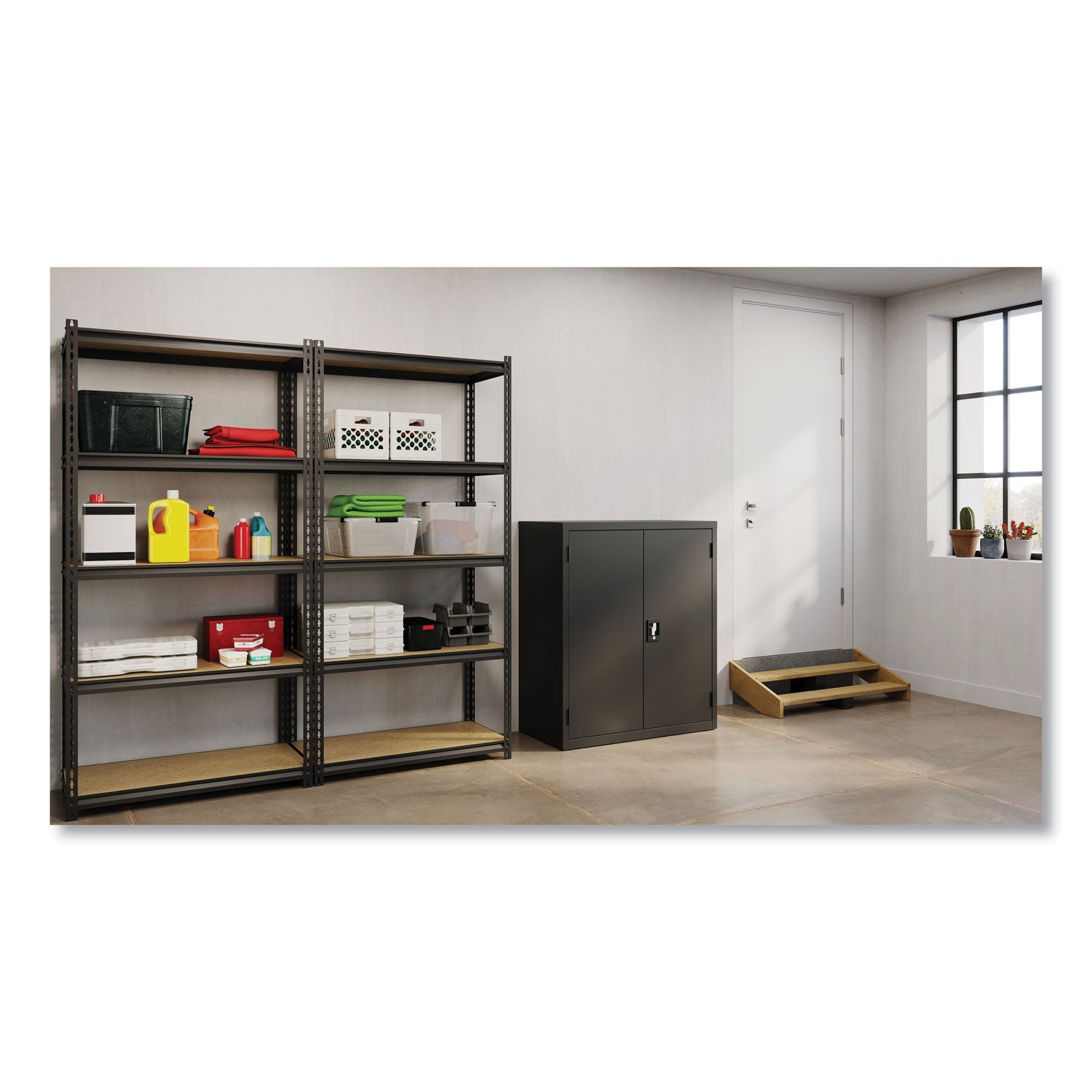 Alera® Economy Assembled Storage Cabinets, 3 Shelves, 36" x 18" x 42", Black