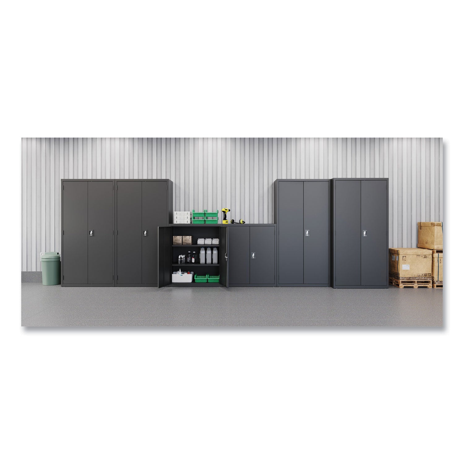 Alera® Economy Assembled Storage Cabinets, 3 Shelves, 36" x 18" x 42", Black