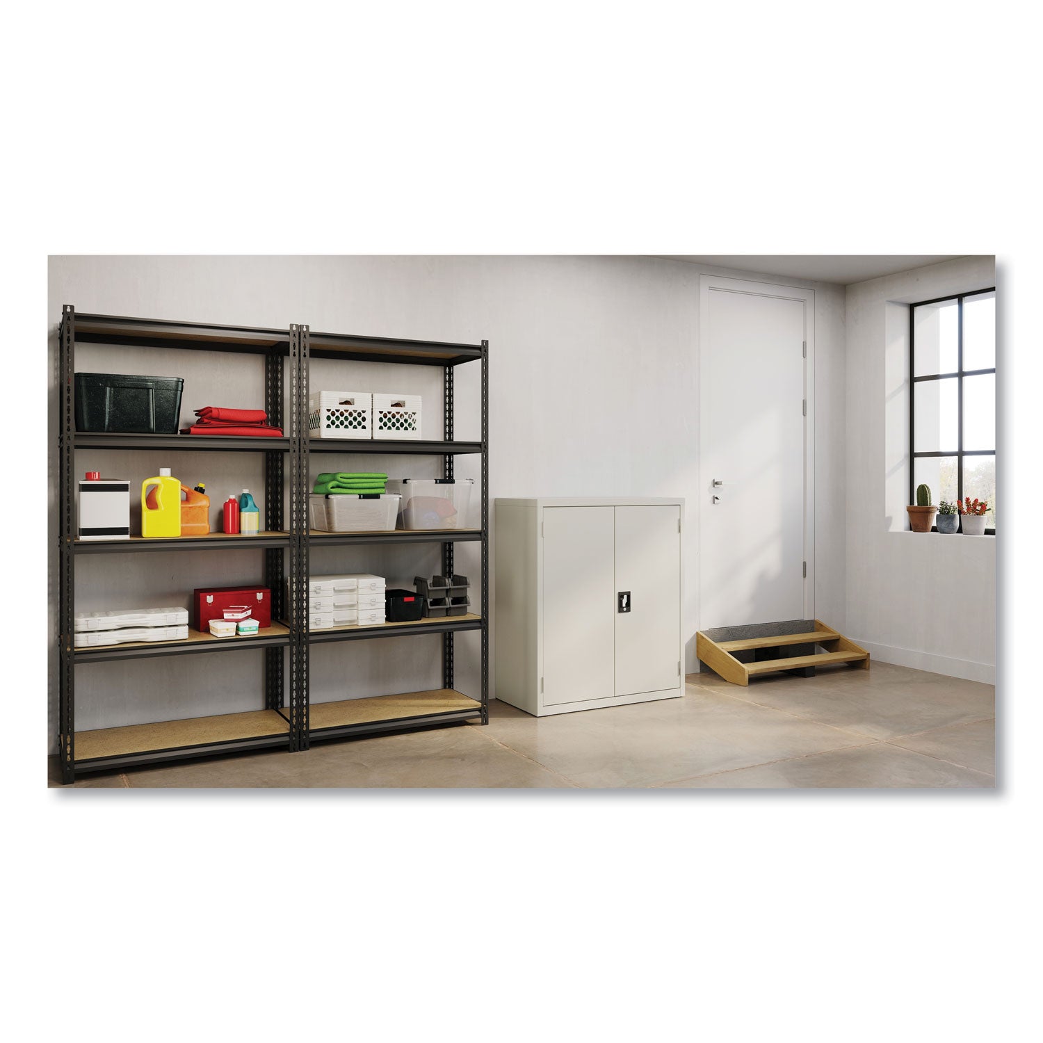 Alera® Economy Assembled Storage Cabinets, 3 Shelves, 36" x 18" x 42", Light Gray