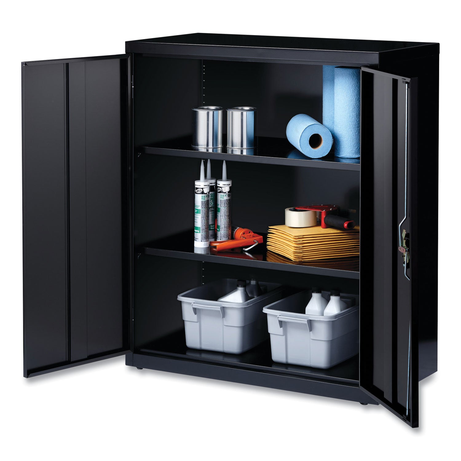 Alera® Economy Assembled Storage Cabinets, 3 Shelves, 36" x 18" x 42", Black