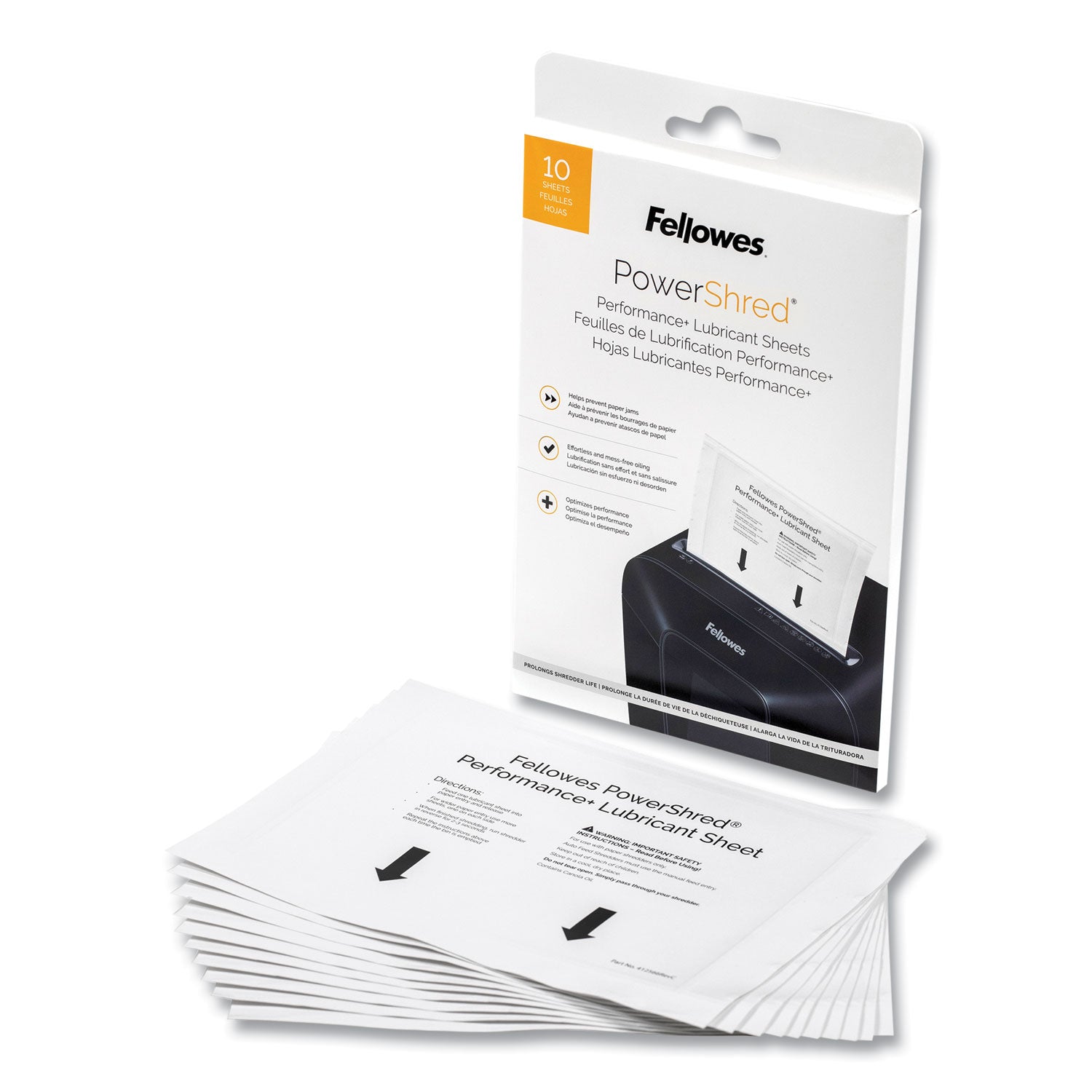Fellowes® Powershred Performance+ Lubricant Sheets, 8.5 x 6, 10/Pack
