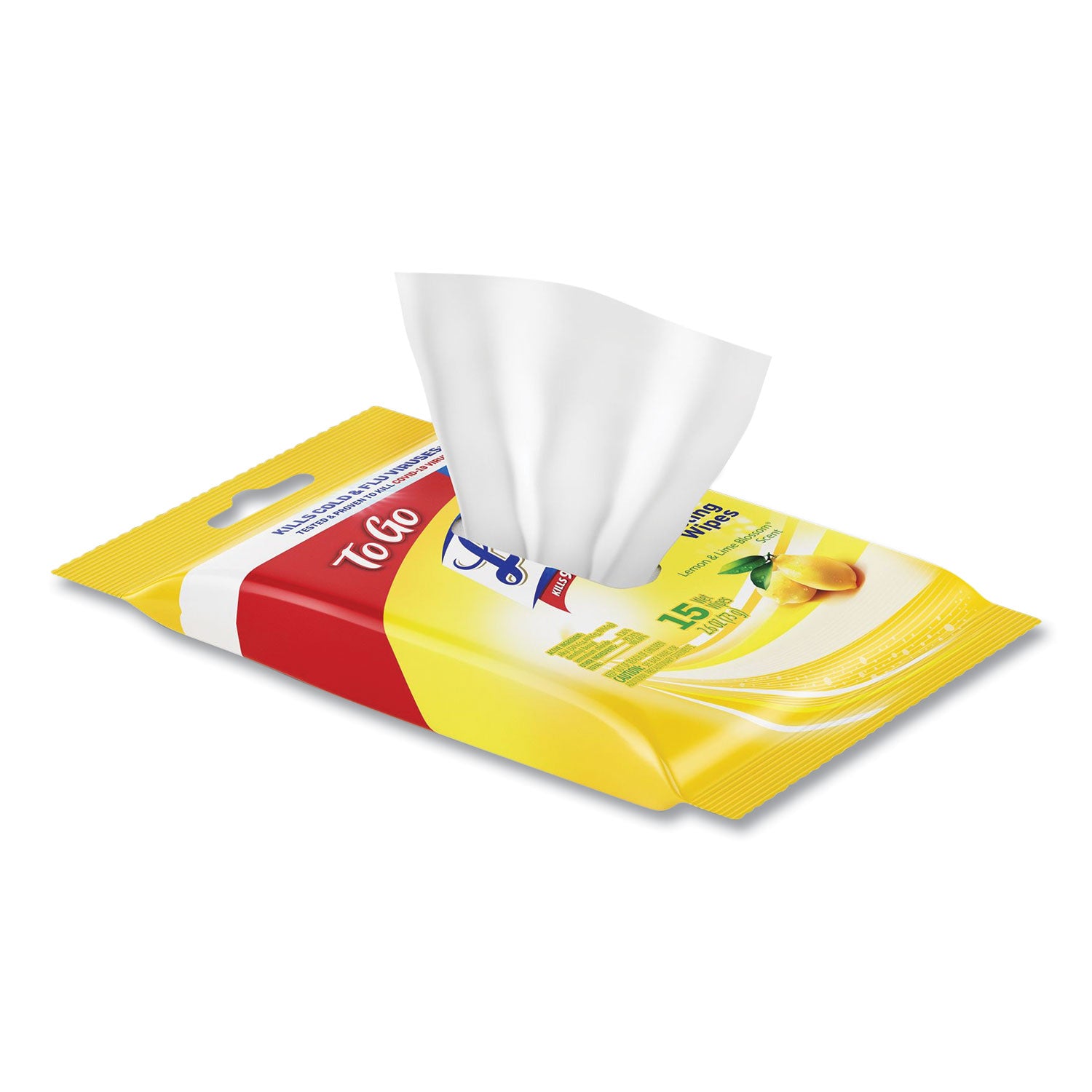 LYSOL® Brand Disinfecting Wipes Flatpacks, 1-Ply, 6.69 x 7.87, Lemon and Lime Blossom, White, 15 Wipes/Flat Pack, 24 Flat Packs/Carton
