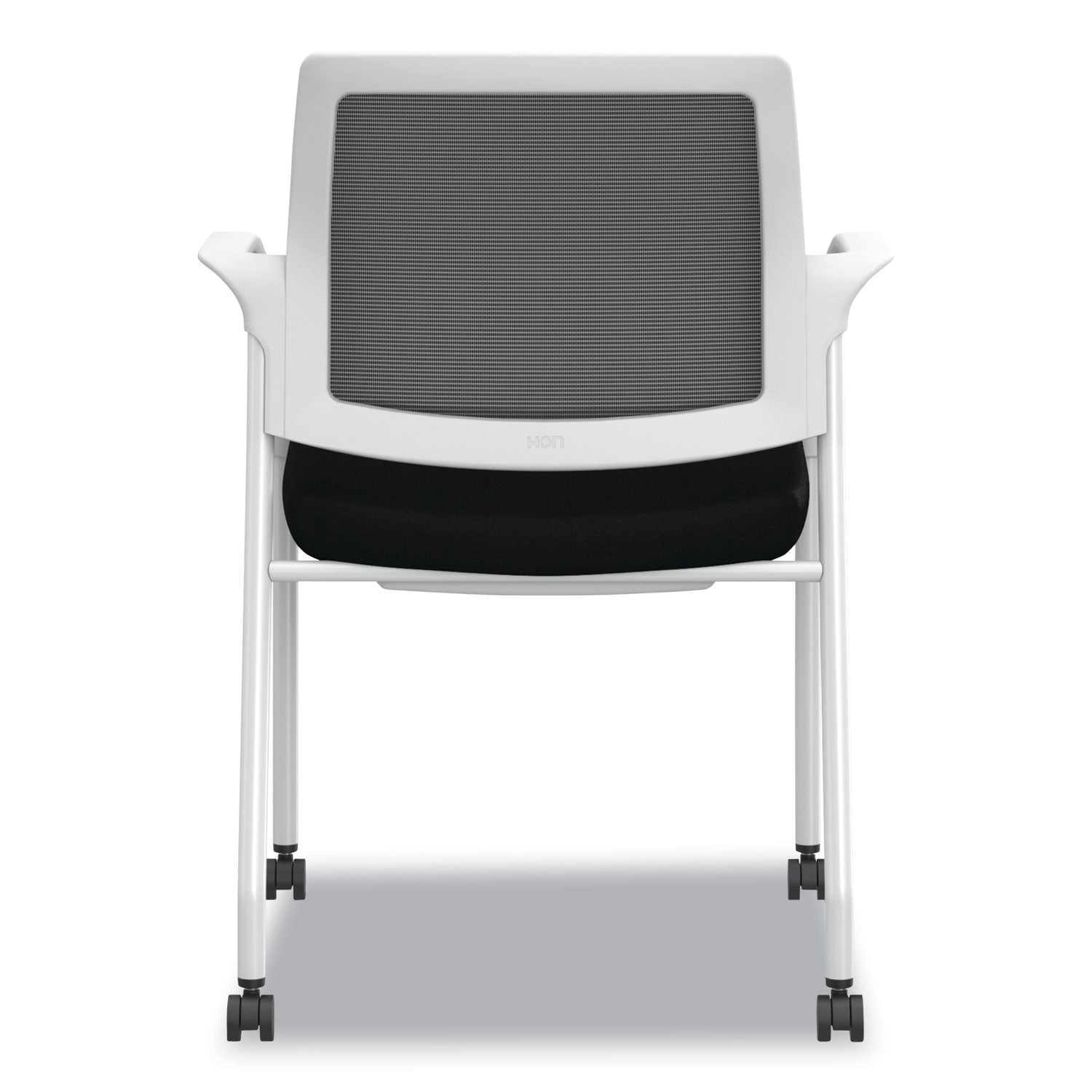 HON® Ignition Series Mesh Back Mobile Stacking Chair, Fabric Seat, 25 x 21.75 x 33.5, Black/White