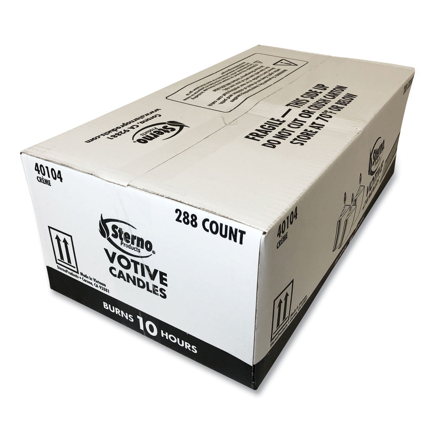 Sterno® Food Warmer Votive Candles, 10 Hour Burn, 1.46"d X 1.33'h, White, 288/carton