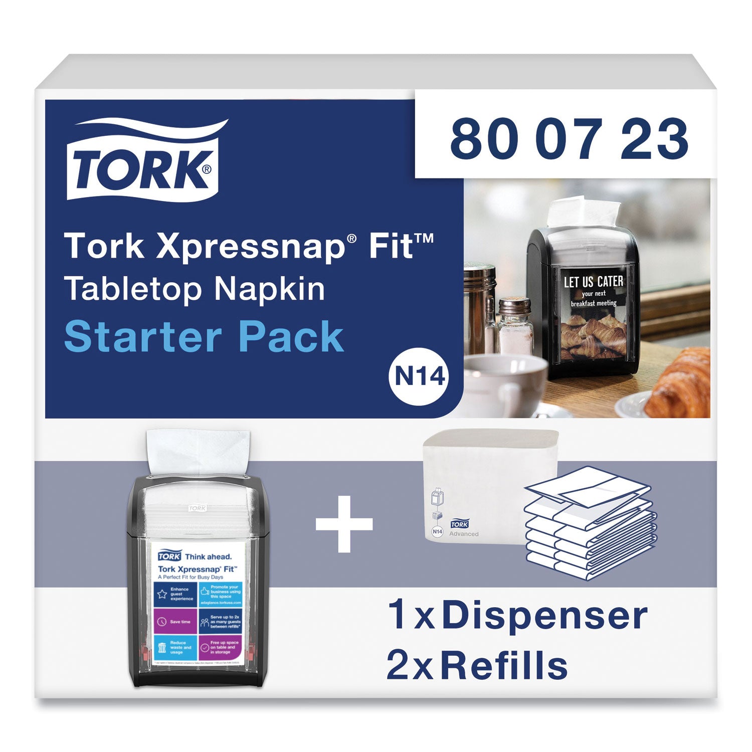 Tork® Xpressnap Fit Starter Pack, 4 x 6 x 7, Black