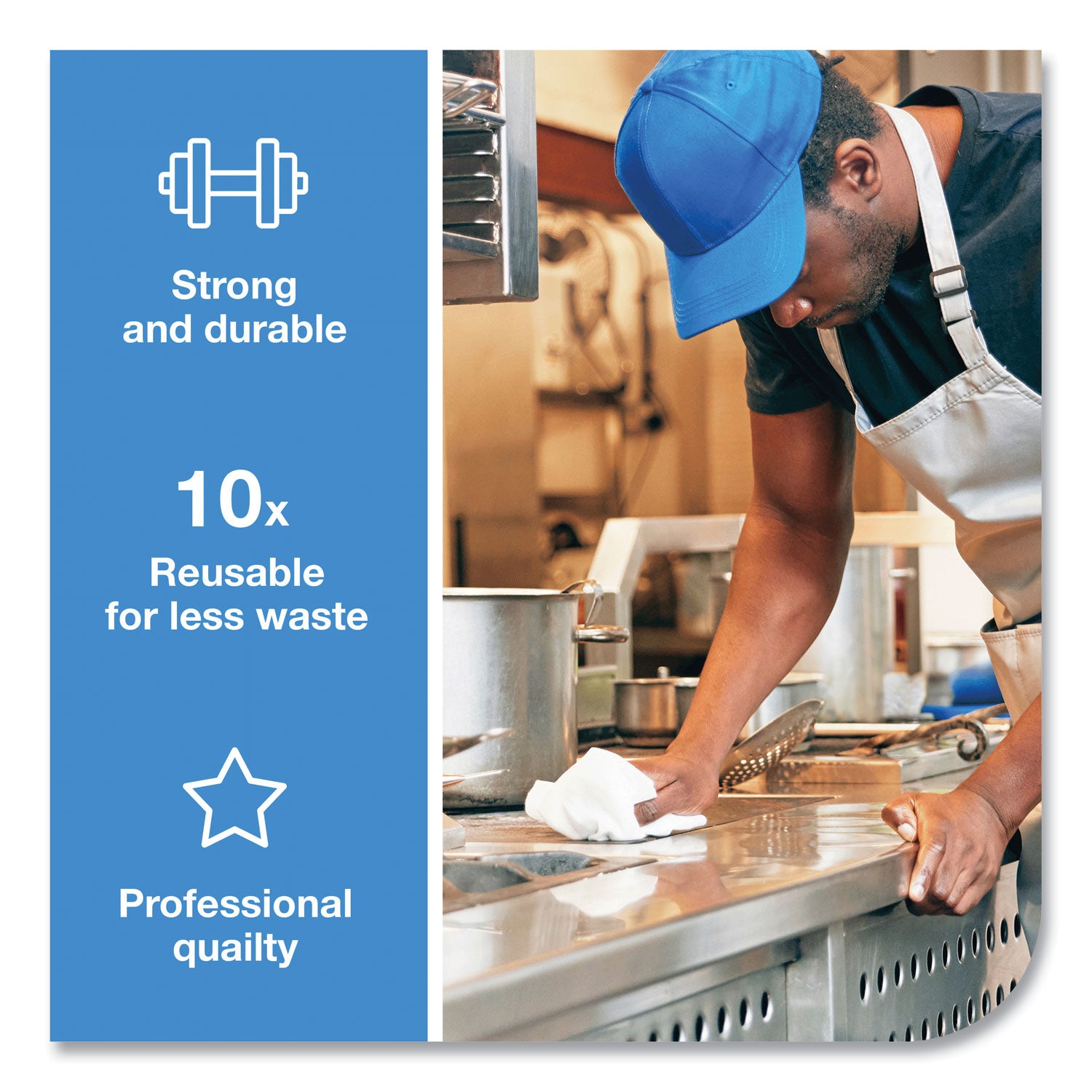 Tork® 2 in 1 Wiper, 1-Ply, 13" x 21", White, 120/Carton