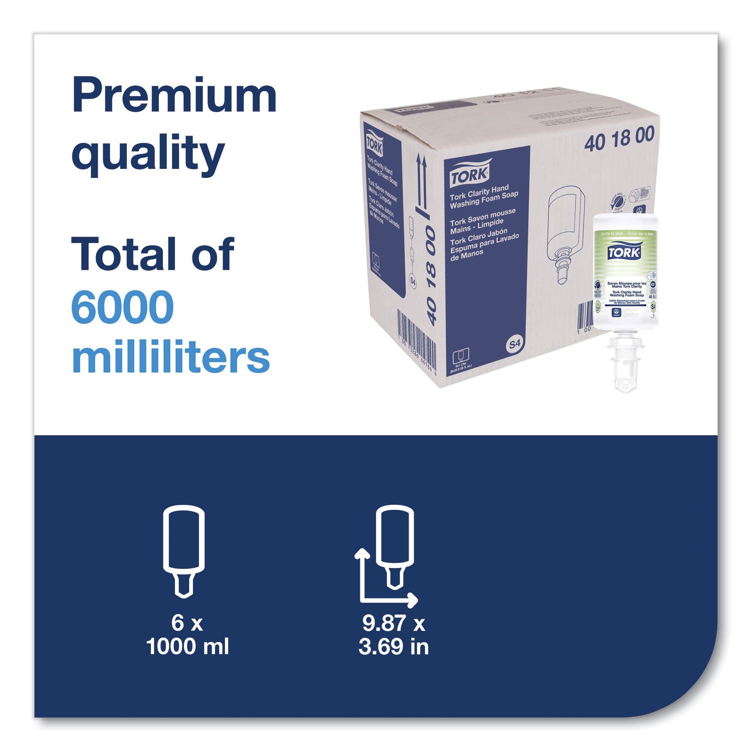 Tork® Clarity Hand Soap Refill, Unscented, 1 L, 6/Carton