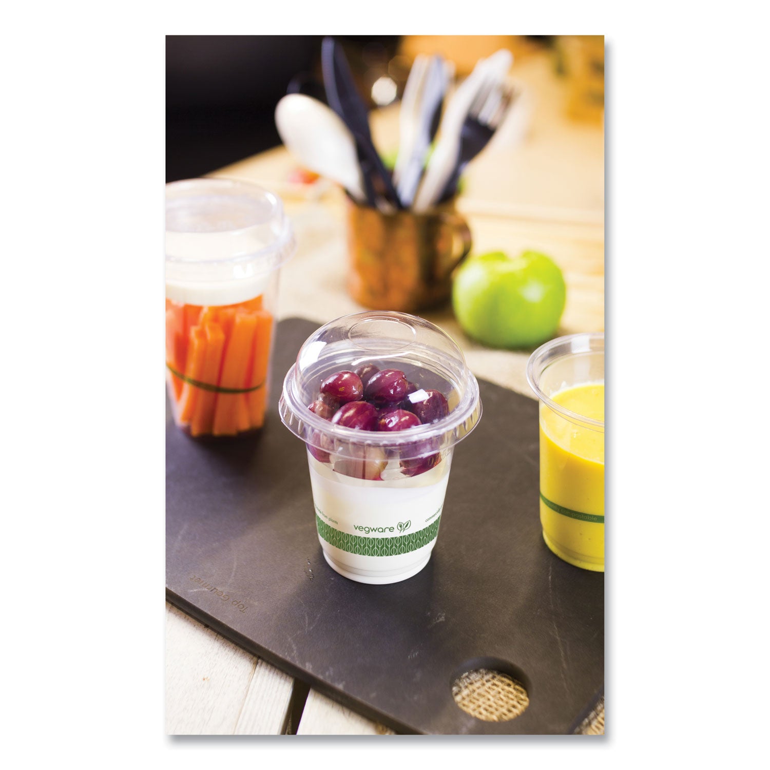 Vegware™ 76-Series Cold Cup, 7 oz, Plastic, Clear/Green, 1,000/Carton