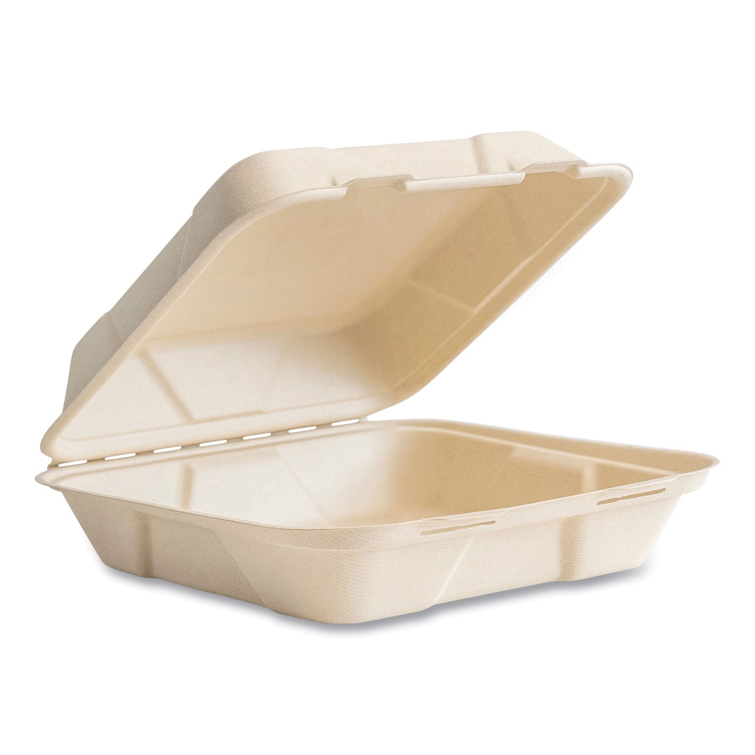 Vegware™ Nourish Molded Fiber Takeout Container, Compostable, 9 x 10 x 2, Natural, Sugarcane, 200/Carton