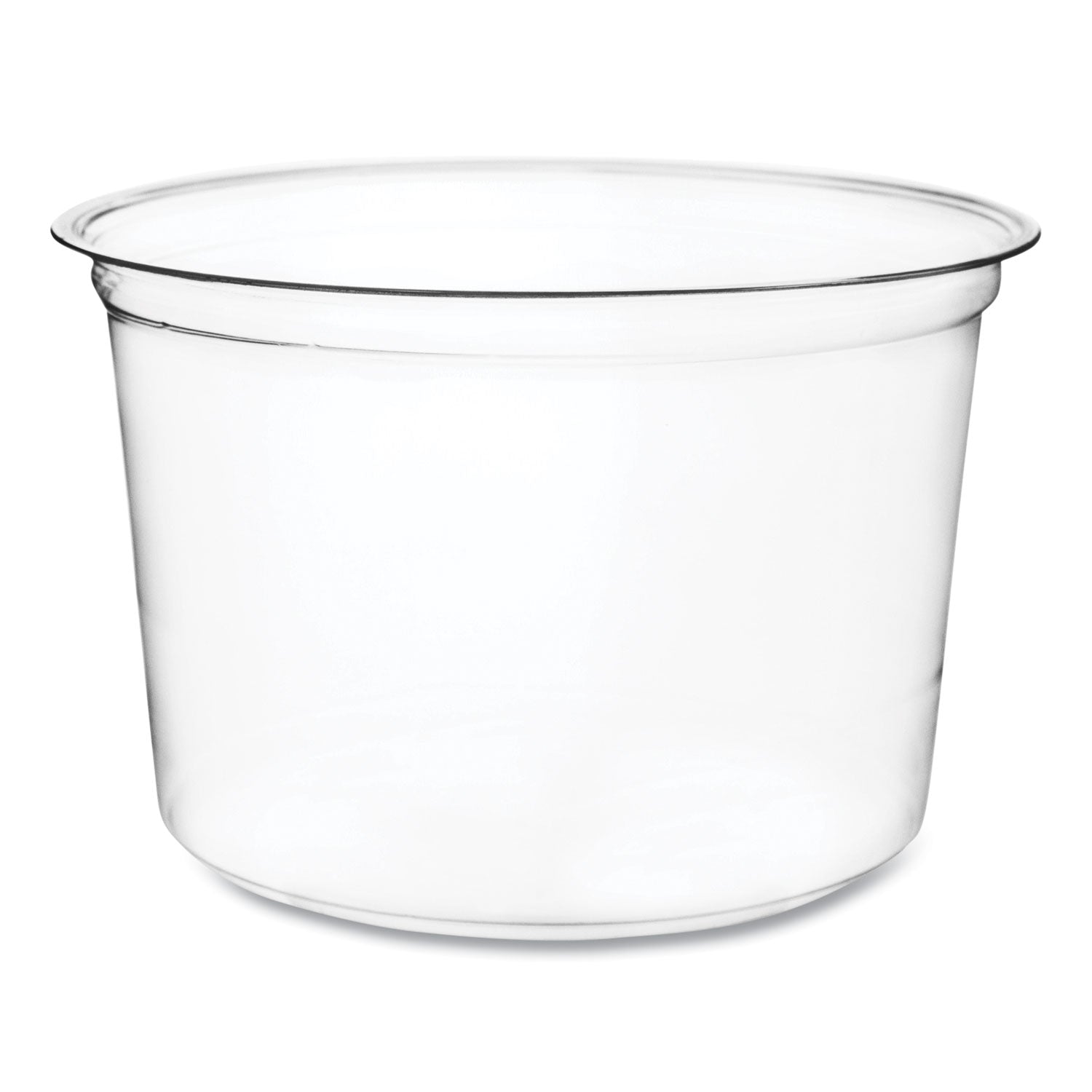 Round Deli Pots, Compostable, 16 oz, 4.6 Diameter x 3"h, Clear, Plastic, 500/Carton