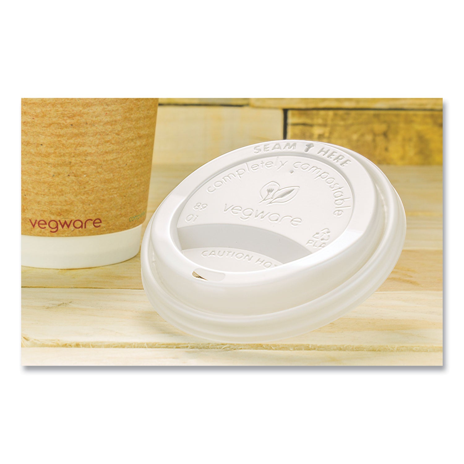 Vegware™ 89 Series Hot Cup Lids, Fits Vegware 89-Series Hot Cups, Plastic, White, 1,000/Carton