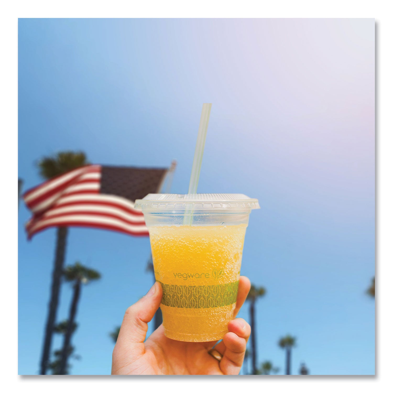 Vegware™ 96 Series Cold Cup Lids, Fits Vegware 96-Series Cold Cups, Plastic, Clear, 1,000/Carton